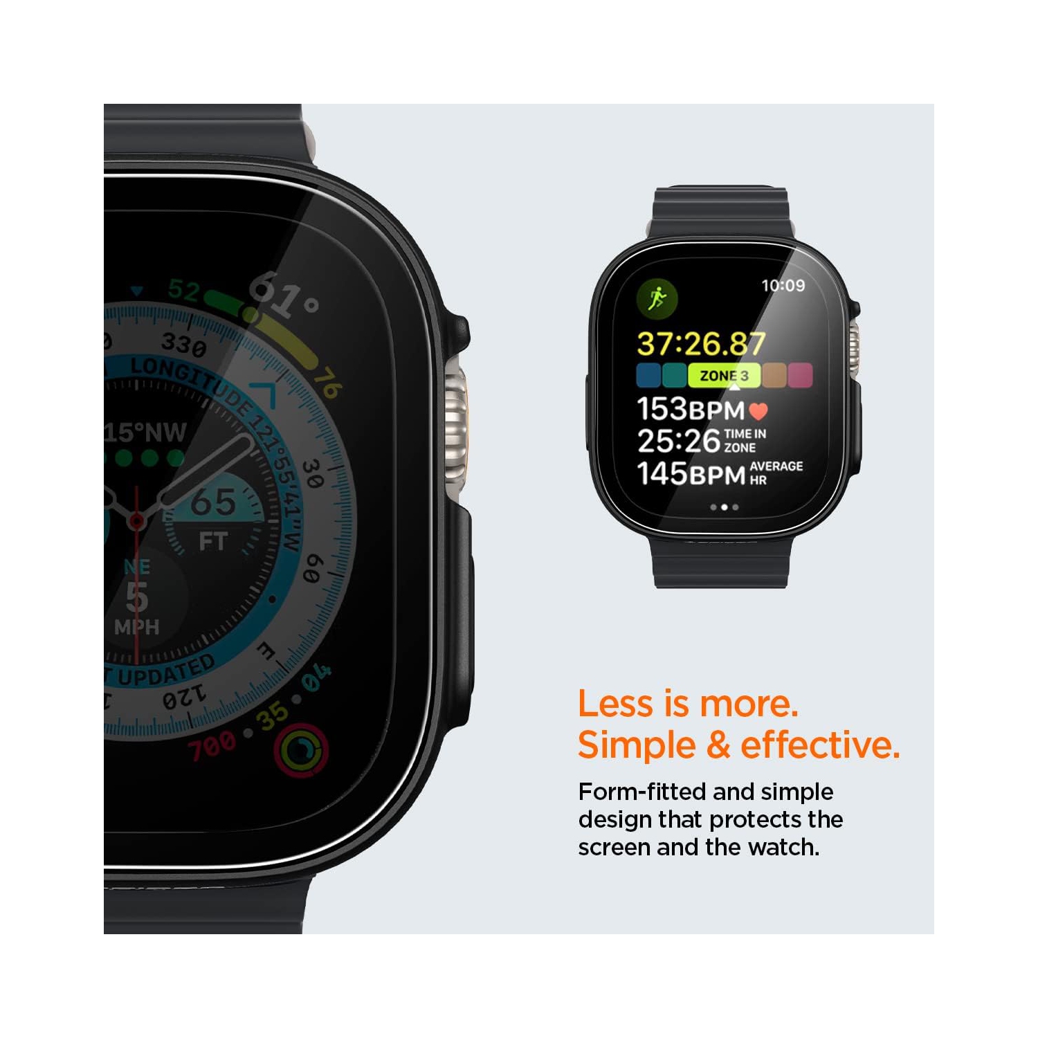 Étui Thin Fit 360 pour Apple Watch Ultra avec protecteur d'écran en verre trempé pour Apple Watch Ultra 49&nbsp;mm