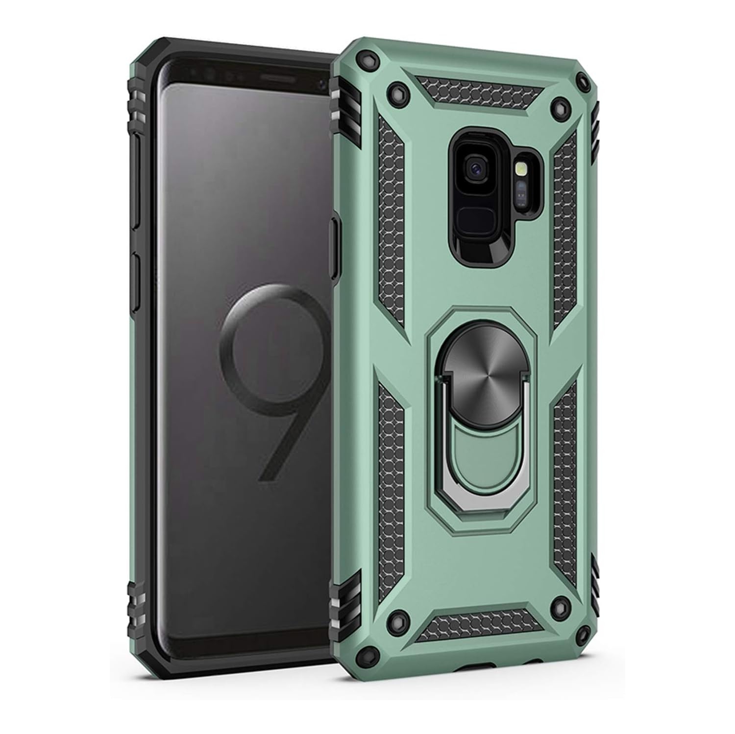 Galaxy S9 Case, Shockprooof Heavy Duty Military Grade Protective Cover, with 360°Rotating Ring Metal Kickstand S9