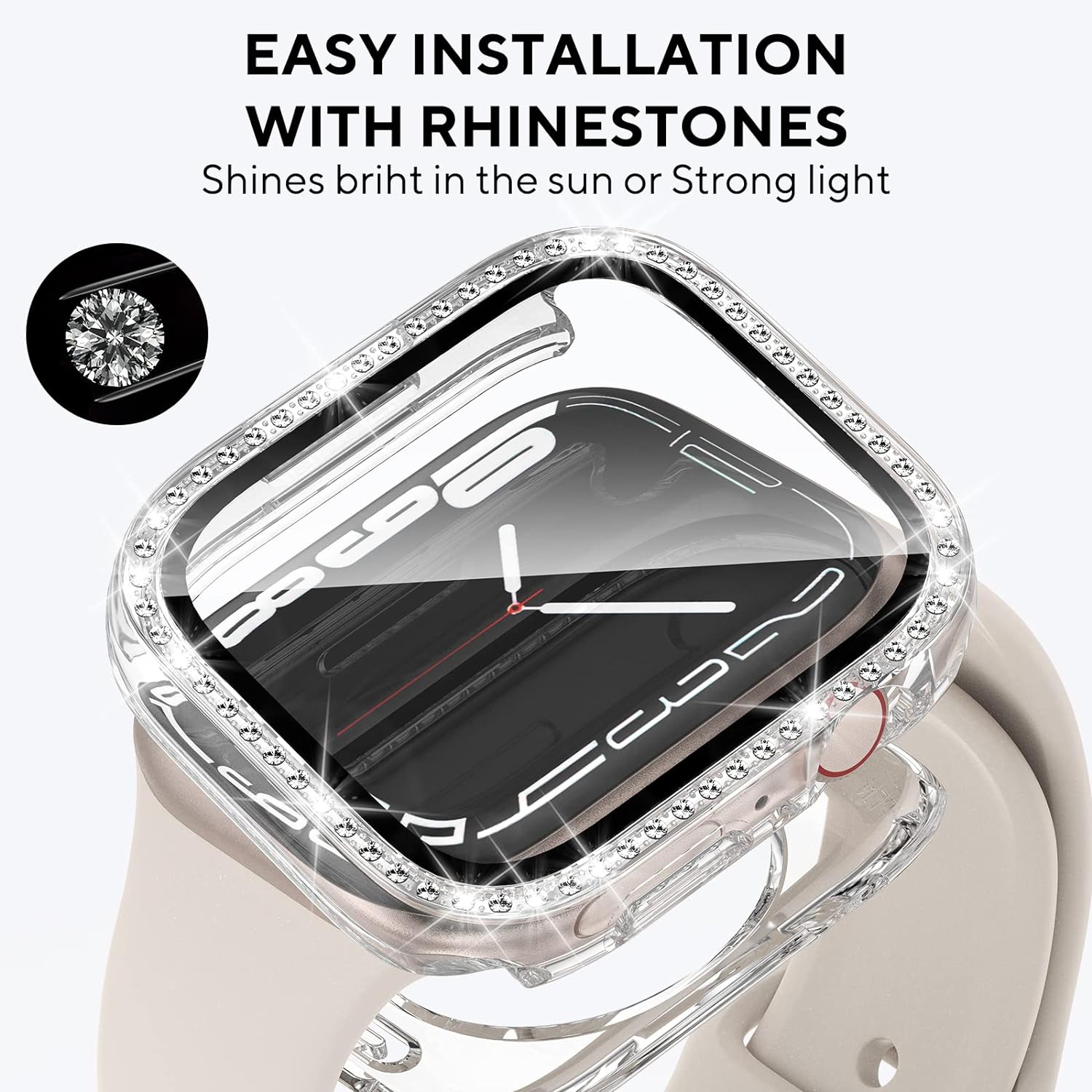 Compatible avec l'étui pour Apple Watch 40&nbsp;mm, le pare-chocs étanche 2-en-1 et le bas à motif scintillant pour femmes Diamond