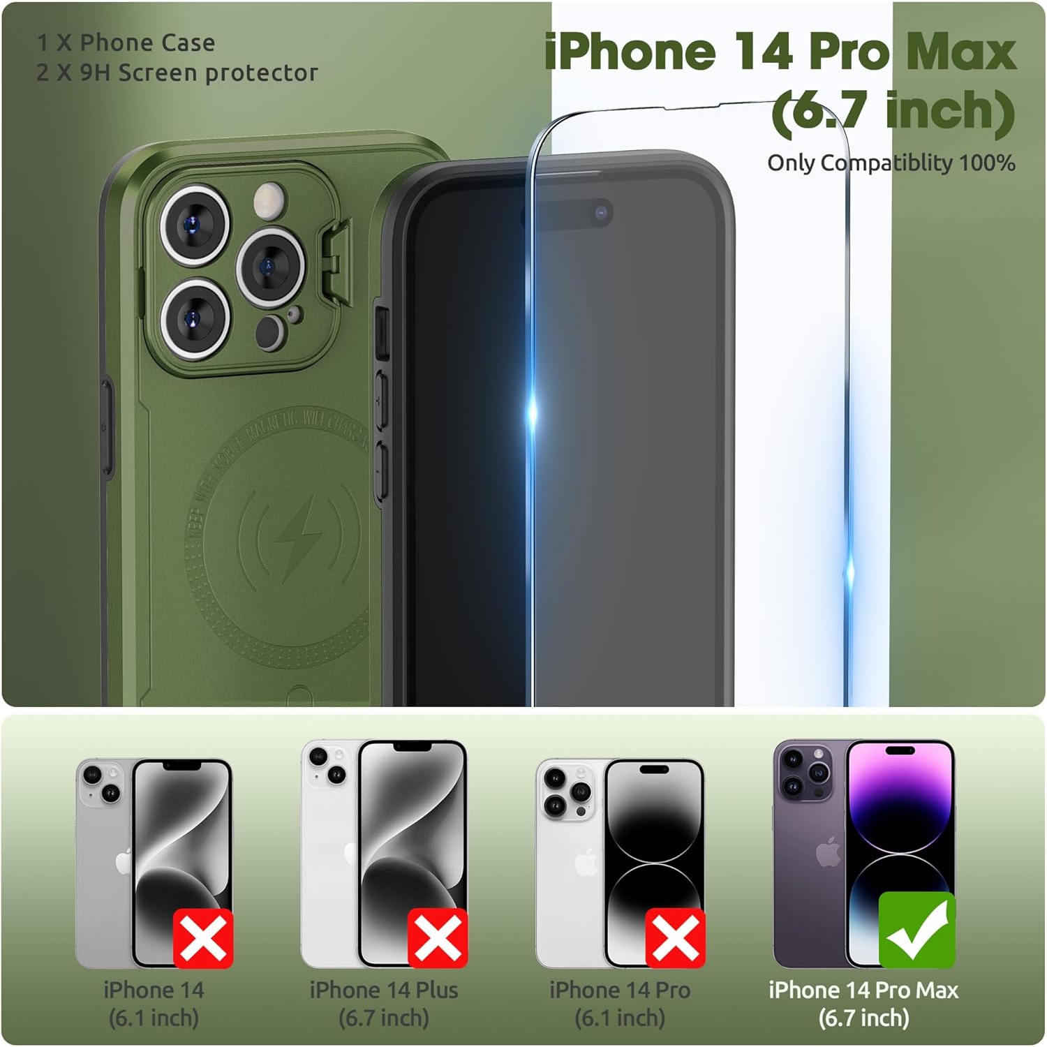 Magnetic Case for iPhone 14 Pro Max Case 6.7 inch, Compatible with MagSafe Charger & Car Holder (with Camera