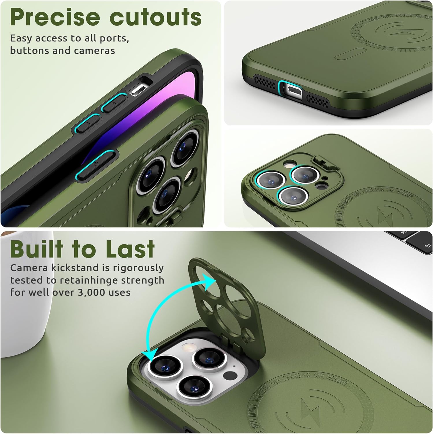 Magnetic Case for iPhone 14 Pro Max Case 6.7 inch, Compatible with MagSafe Charger & Car Holder (with Camera