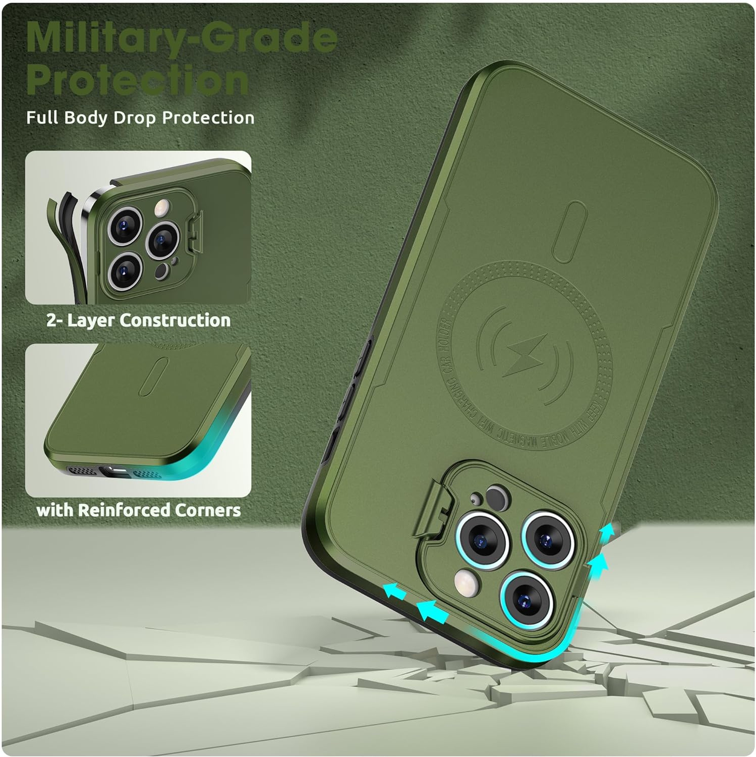 Magnetic Case for iPhone 14 Pro Max Case 6.7 inch, Compatible with MagSafe Charger & Car Holder (with Camera