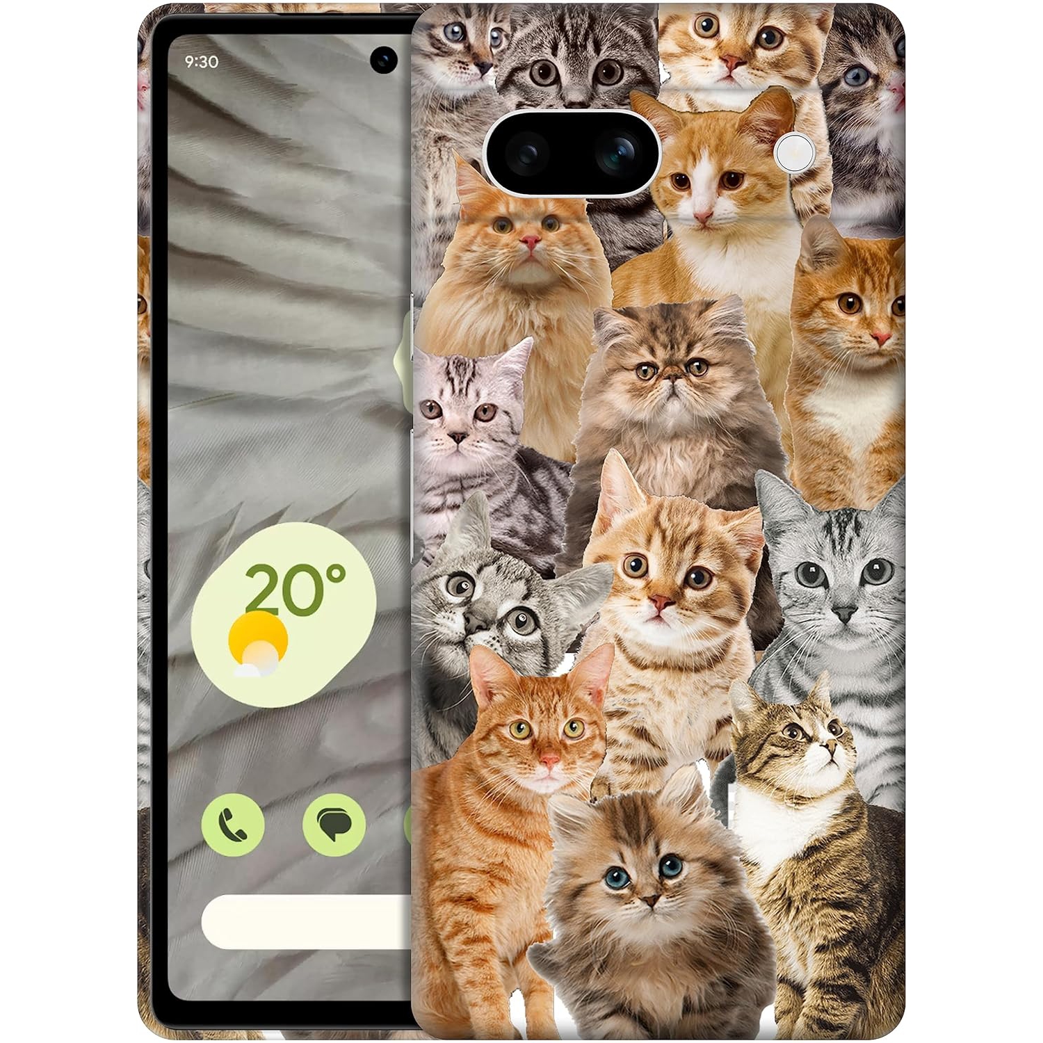 - Étui pour Pixel 7&nbsp;A de Google, étui pour Pixel 7&nbsp;A 5G - motif collage de chat imprimé cute Slim et élégant bouton pression en plastique