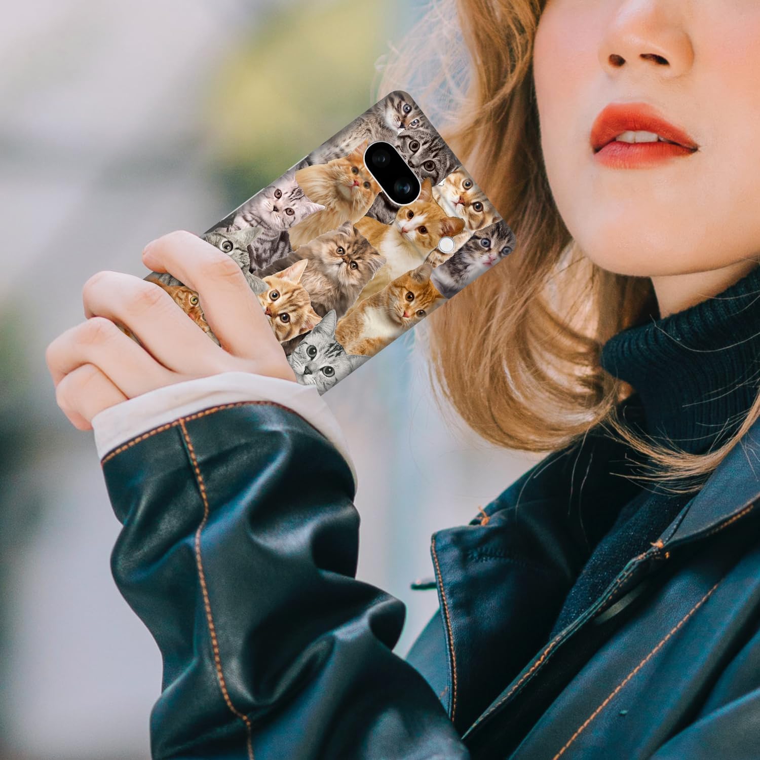 - Étui pour Pixel 7&nbsp;A de Google, étui pour Pixel 7&nbsp;A 5G - motif collage de chat imprimé cute Slim et élégant bouton pression en plastique