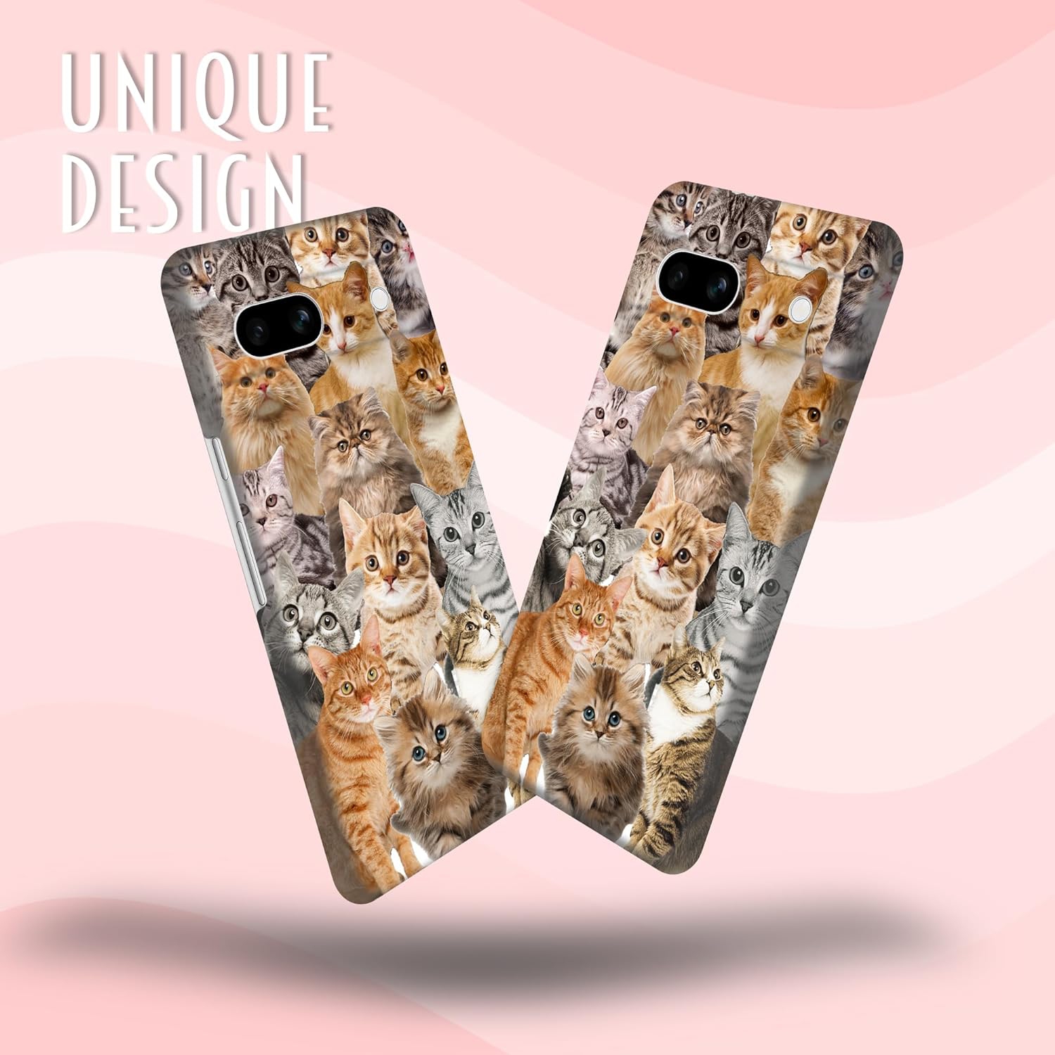 - Étui pour Pixel 7&nbsp;A de Google, étui pour Pixel 7&nbsp;A 5G - motif collage de chat imprimé cute Slim et élégant bouton pression en plastique