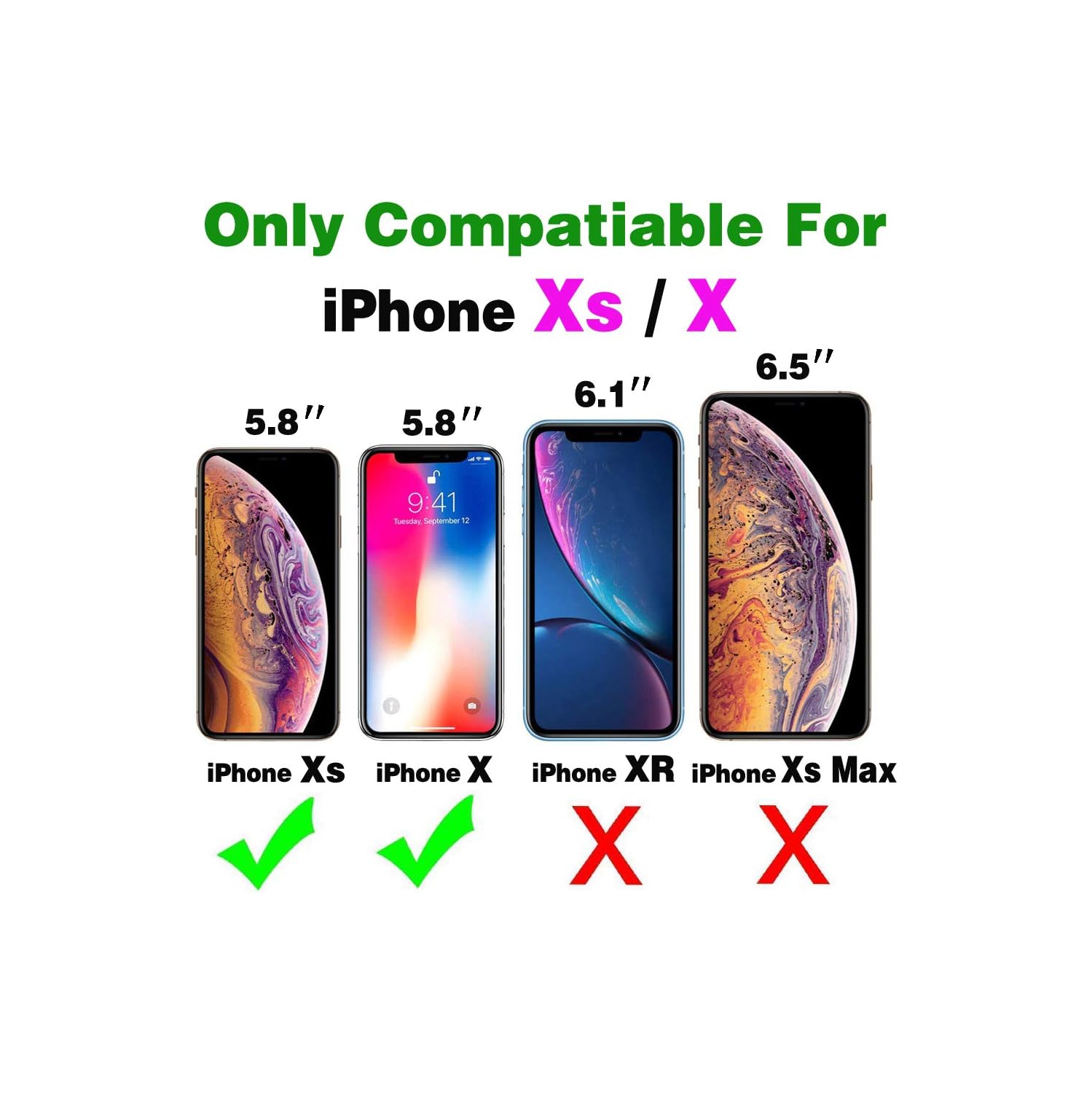 Phone Case for iPhone Xs X 10 10s with Tempered Glass Screen Protector Cover and Rugged Accessories Protective