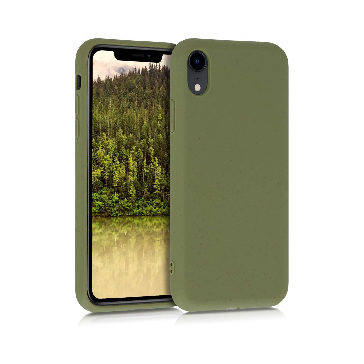 Étui à paille de blé compatible avec Apple iPhone XR - Étui mat pour téléphone fait de TPUR et de paille de blé - Olive