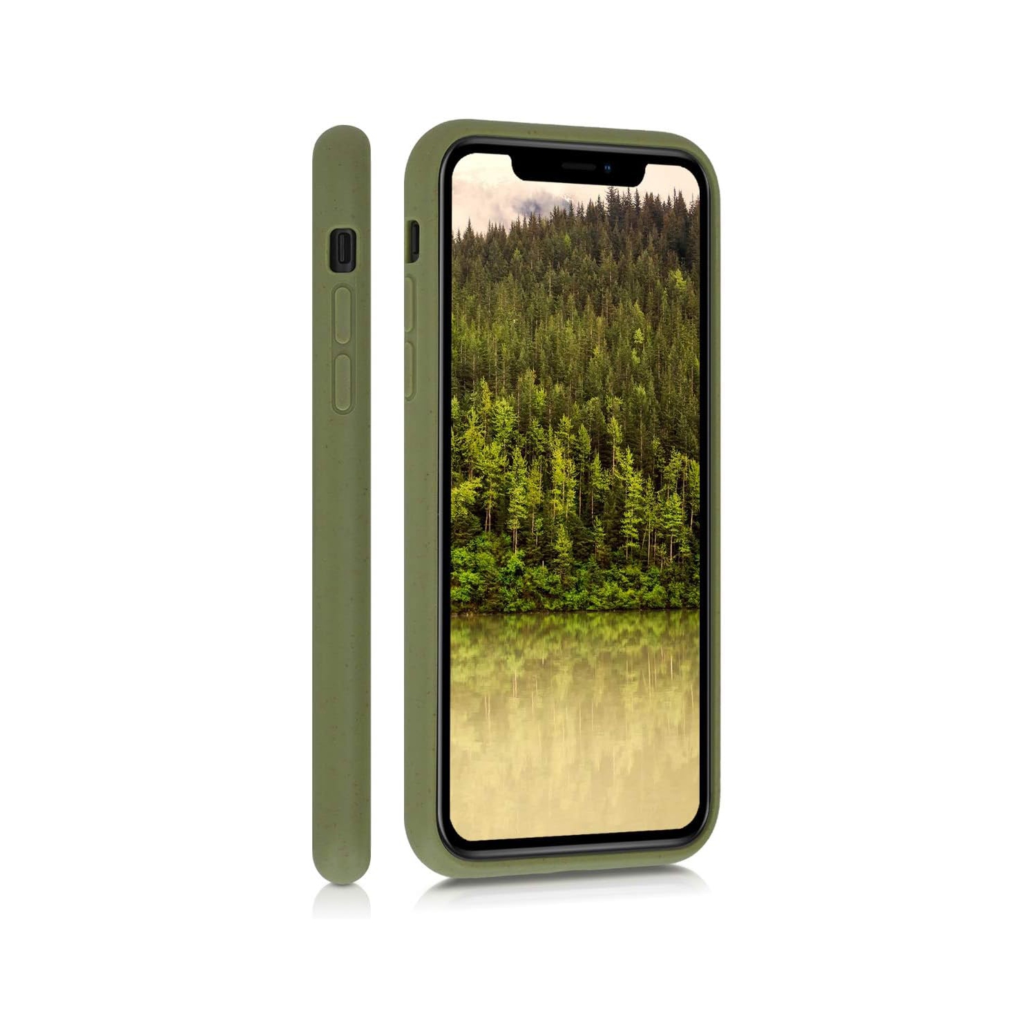 Étui à paille de blé compatible avec Apple iPhone XR - Étui mat pour téléphone fait de TPUR et de paille de blé - Olive