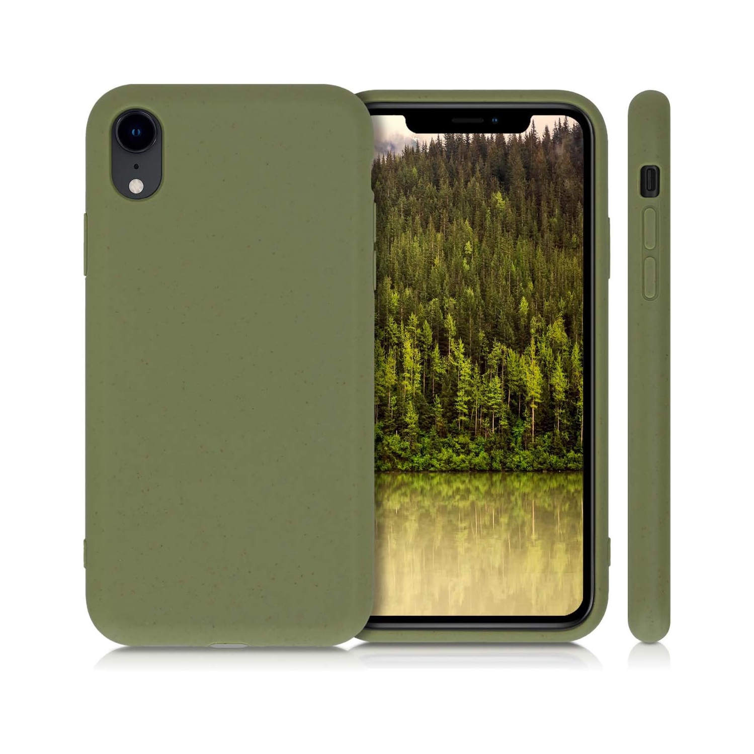 Étui à paille de blé compatible avec Apple iPhone XR - Étui mat pour téléphone fait de TPUR et de paille de blé - Olive