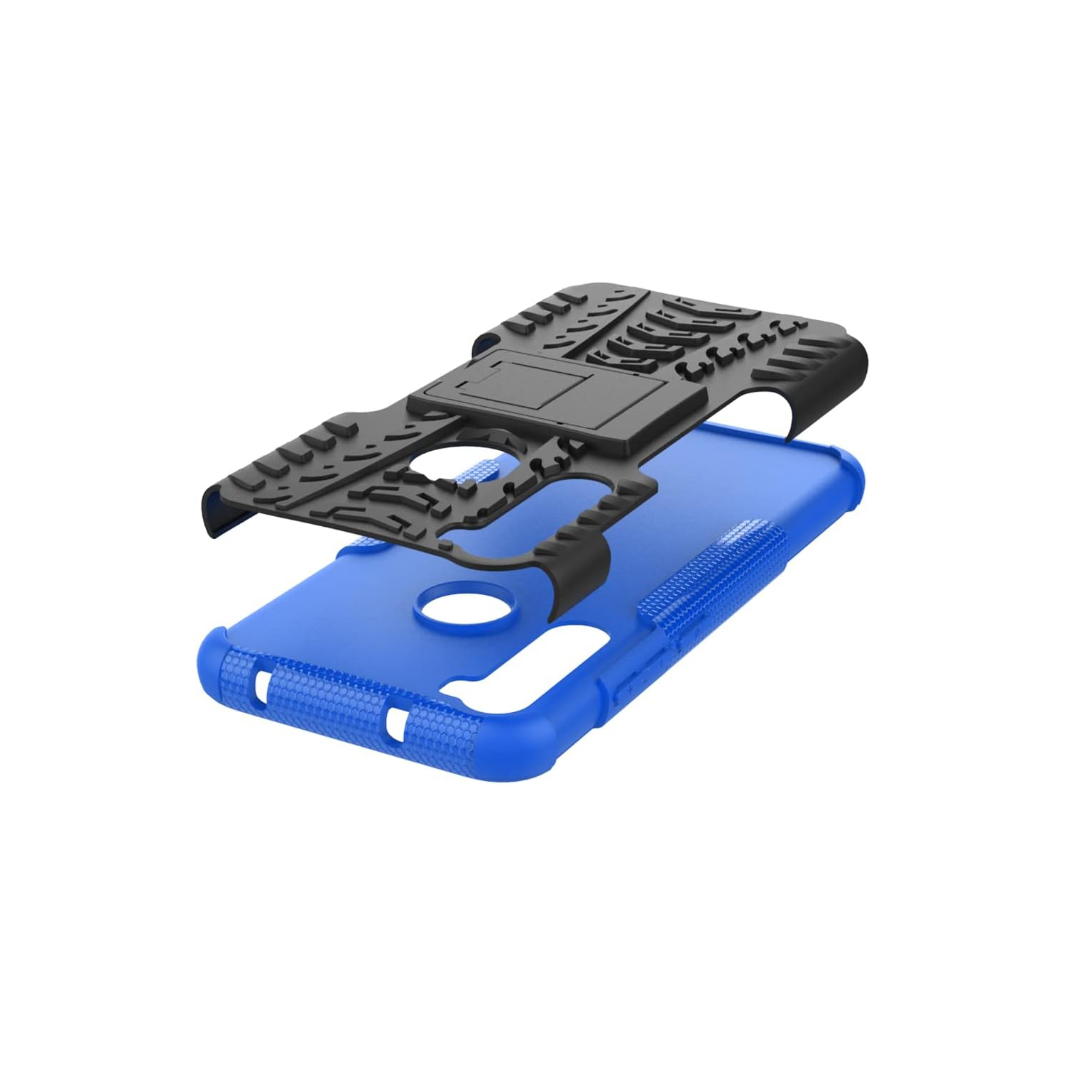 Phone Case for Xiaomi Redmi Note 8 with Tempered Glass Screen Protector and Slim Stand Hybrid Heavy Duty Rugged