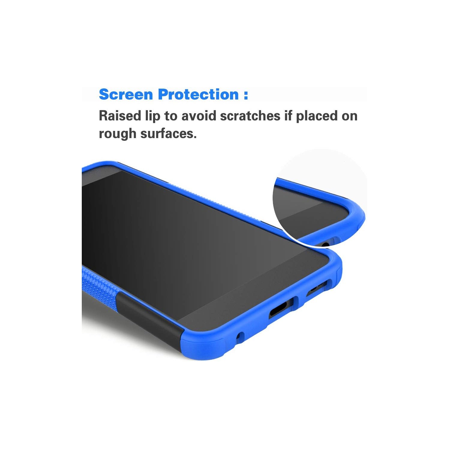 Phone Case for Xiaomi Redmi Note 8 with Tempered Glass Screen Protector and Slim Stand Hybrid Heavy Duty Rugged