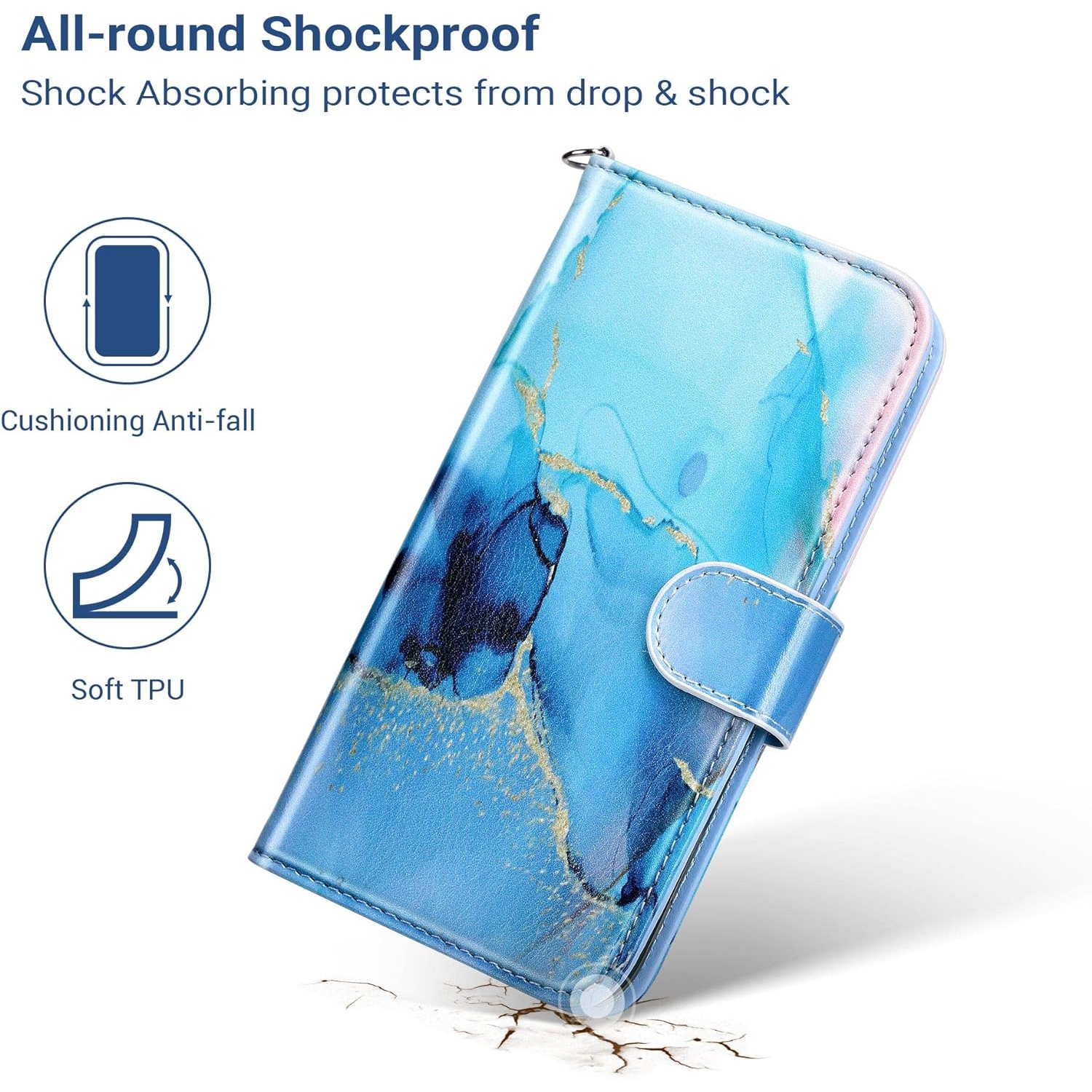 Compatible avec l'étui-portefeuille pour femmes X/XS de iPhone, l'étui en cuir de polyuréthane de qualité supérieure avec porte-carte antichoc