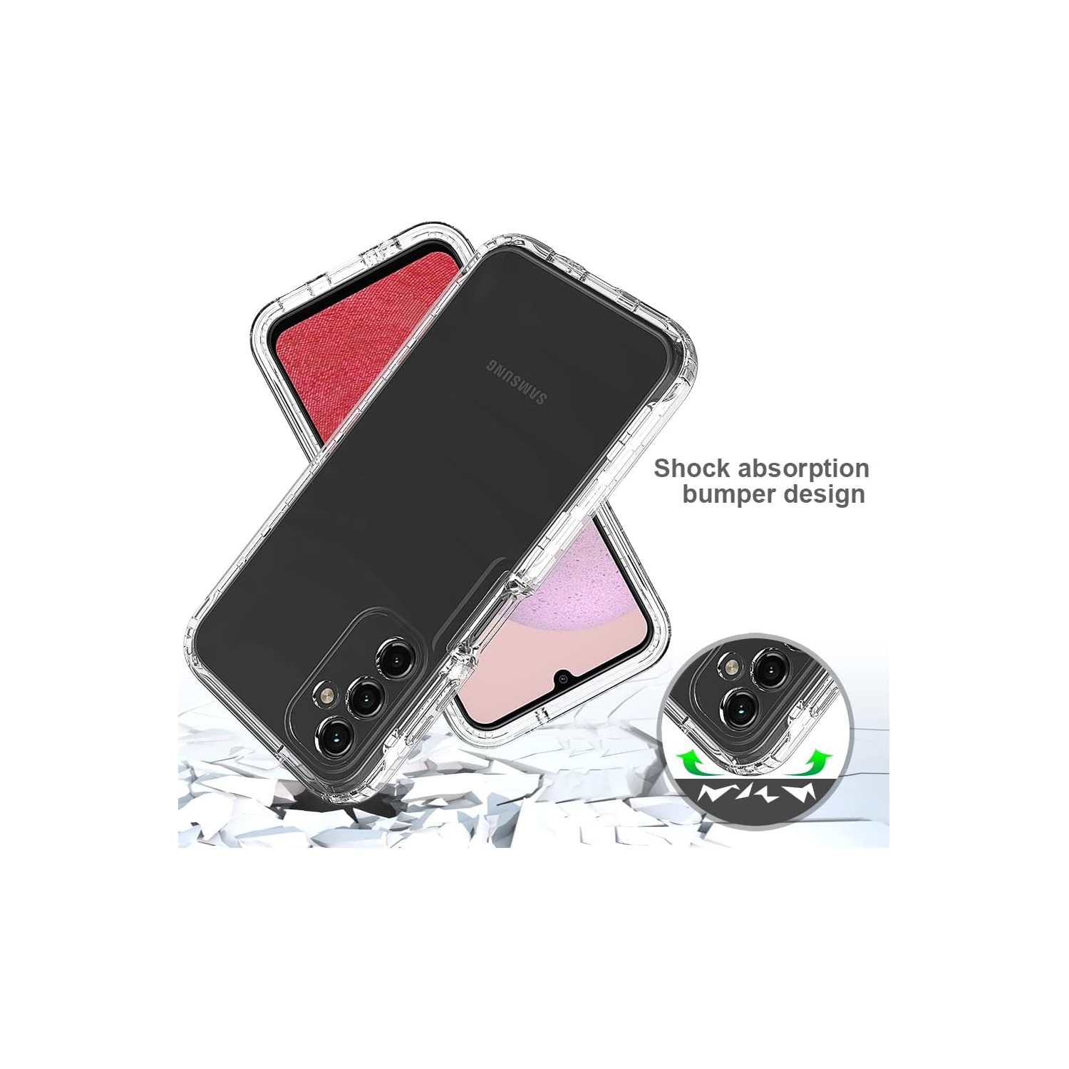 Compatible with Samsung Galaxy A03S Case Clear Crystal Heavy Duty TPU Dual Layer Bumper Shockproof Full-Body