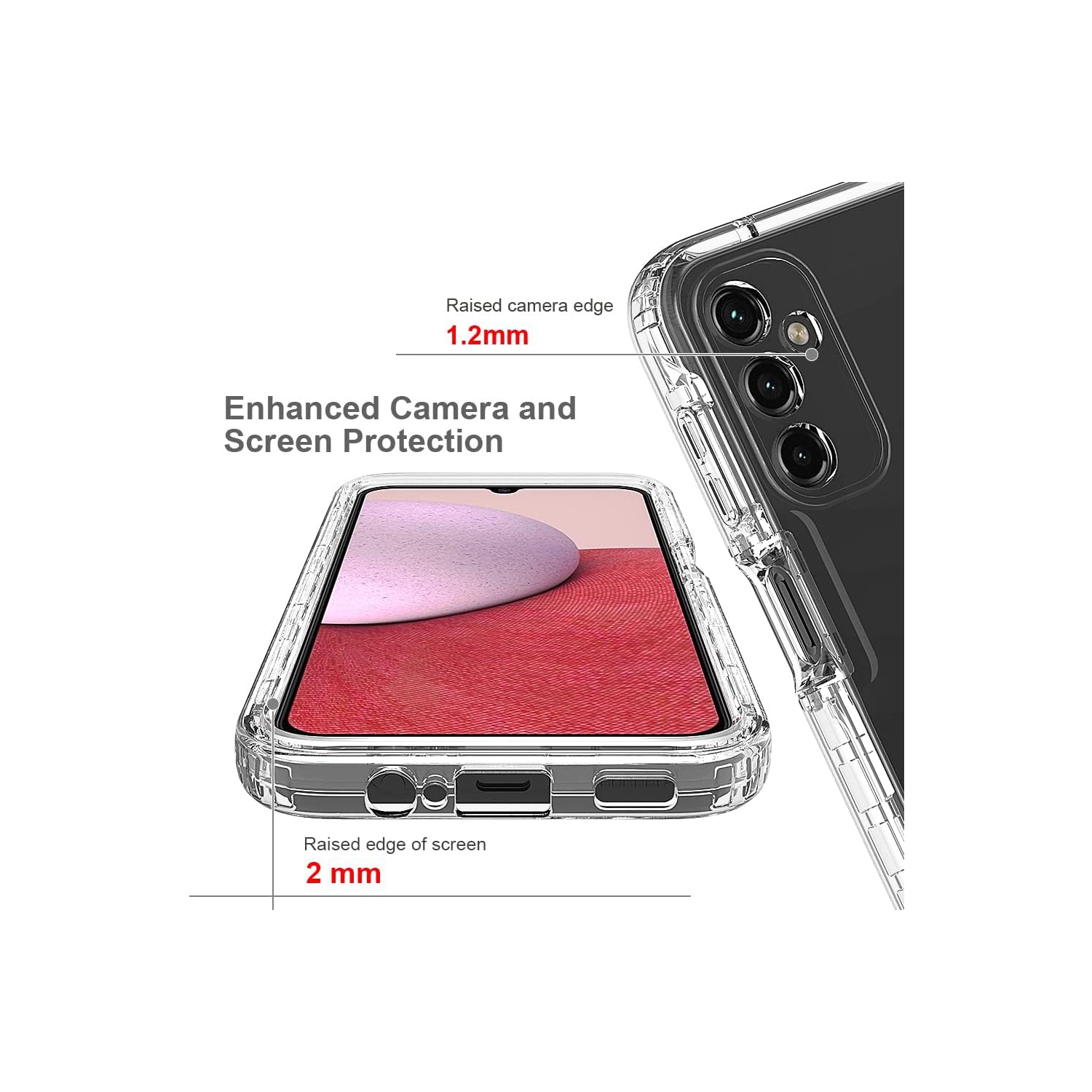 Compatible with Samsung Galaxy A03S Case Clear Crystal Heavy Duty TPU Dual Layer Bumper Shockproof Full-Body