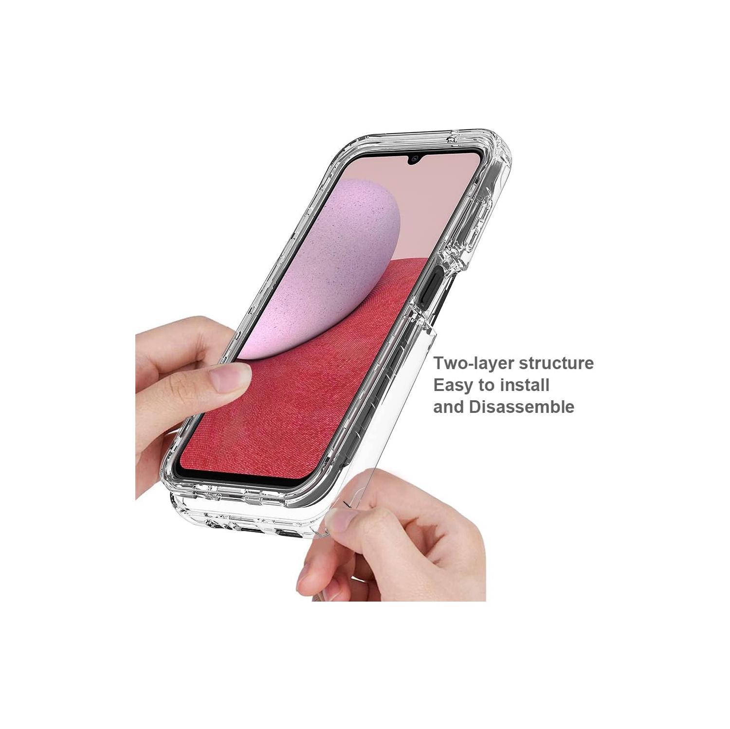 Compatible with Samsung Galaxy A03S Case Clear Crystal Heavy Duty TPU Dual Layer Bumper Shockproof Full-Body