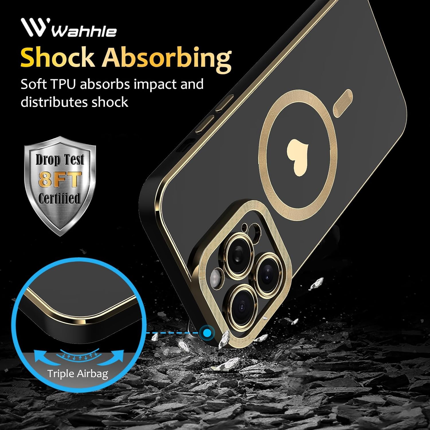 Magnetic Case for iPhone 14, Luxury Plating Cute Love Heart Phone Cover Compatible with Magsafe for Women Girls