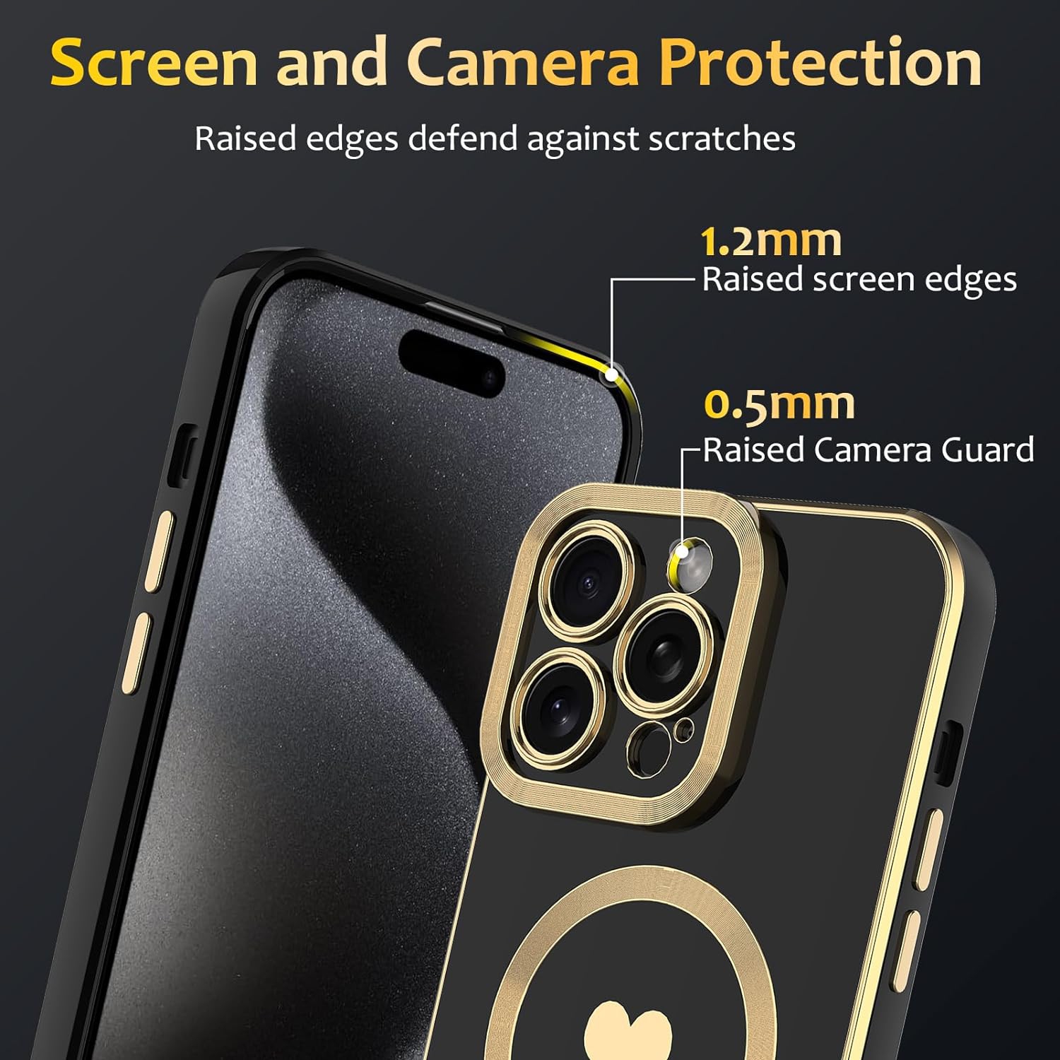 Magnetic Case for iPhone 14, Luxury Plating Cute Love Heart Phone Cover Compatible with Magsafe for Women Girls