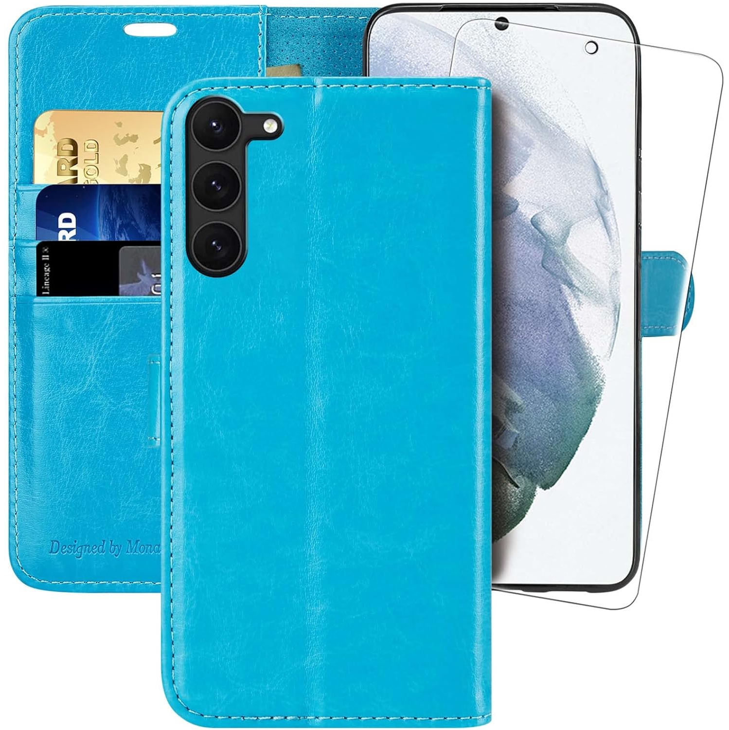 Étui portefeuille pour Galaxy S23+plus 5G, [anti-RFID] étui folio rabattable en cuir pour téléphone cellulaire avec porte-carte de crédit