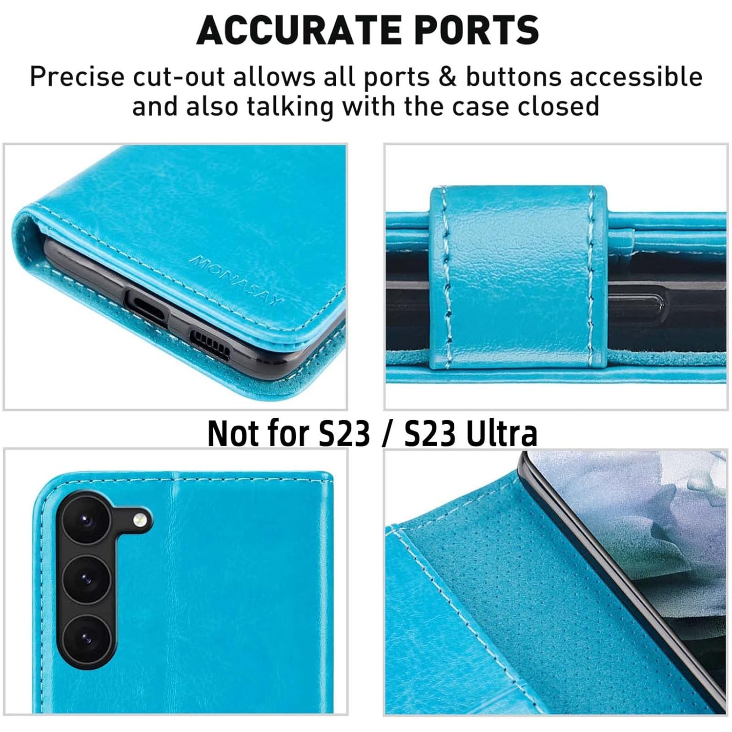 Étui portefeuille pour Galaxy S23+plus 5G, [anti-RFID] étui folio rabattable en cuir pour téléphone cellulaire avec porte-carte de crédit