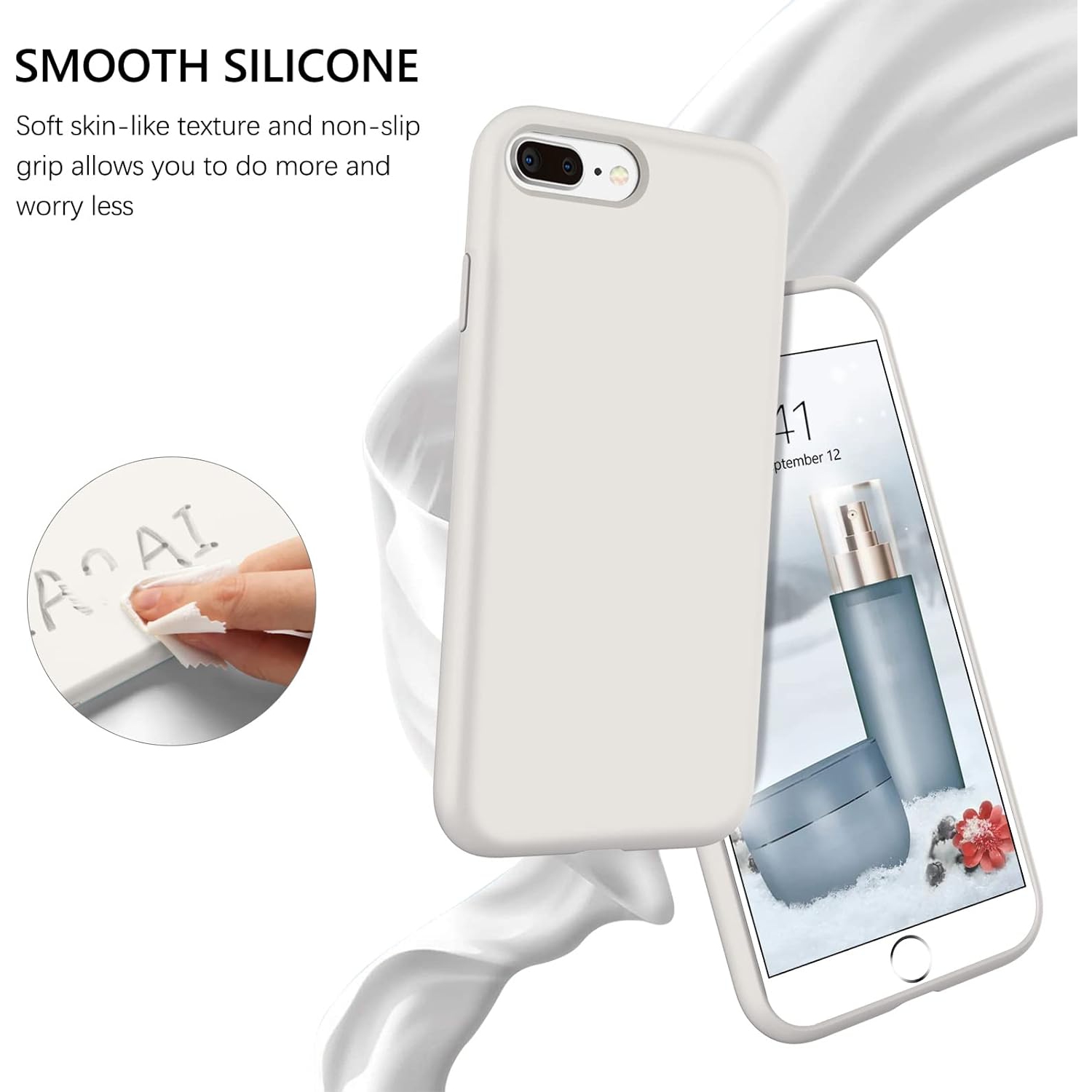 Case for iPhone 8 Plus, iPhone 7 Plus Case Liquid Silicone Soft Gel Rubber Slim Microfiber Lining Cushion