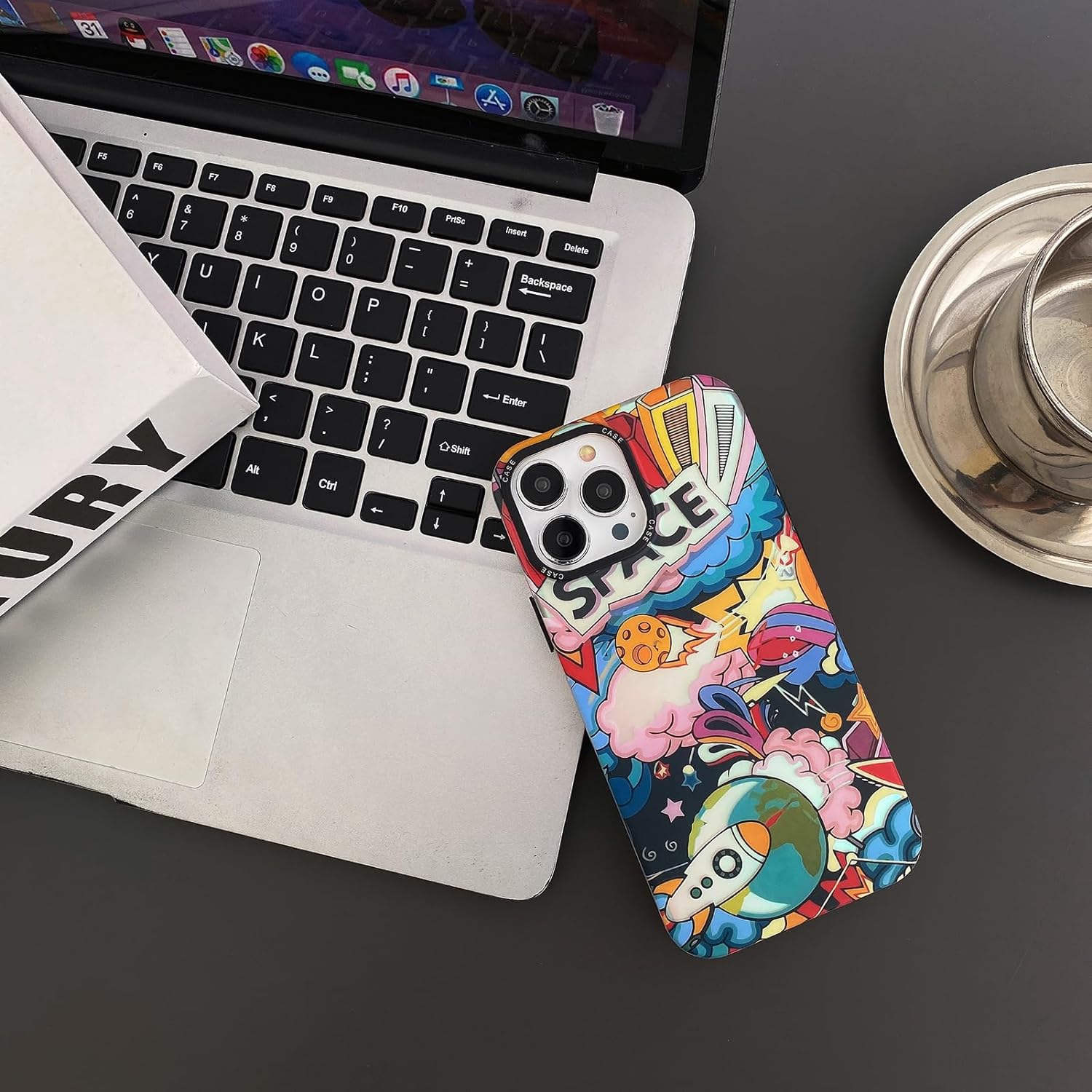 for iPhone 15 Pro Max Cute Case, Cool Cartoon Astronaut Space Moon Rocket Laser Glitter Bling Design