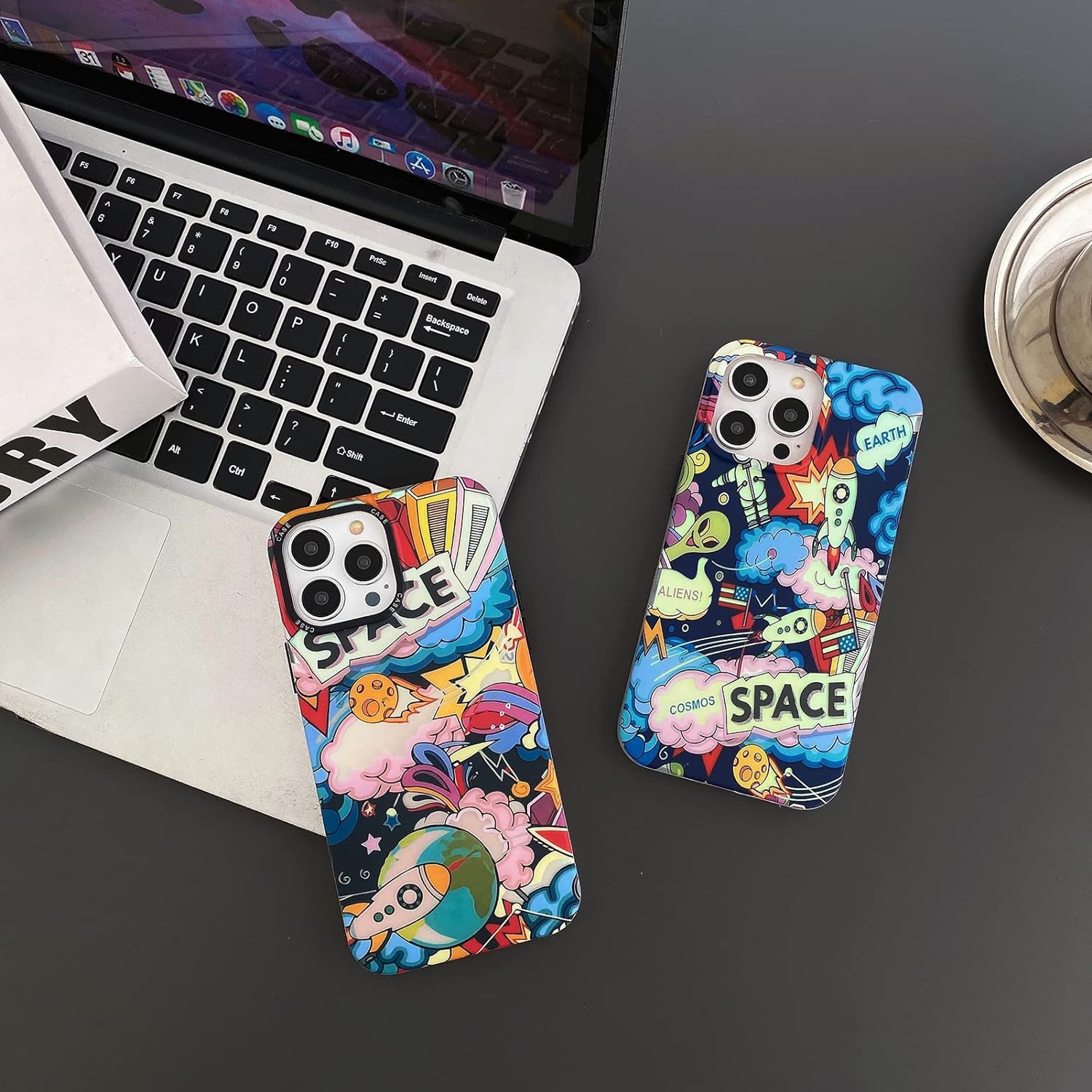 for iPhone 15 Pro Max Cute Case, Cool Cartoon Astronaut Space Moon Rocket Laser Glitter Bling Design