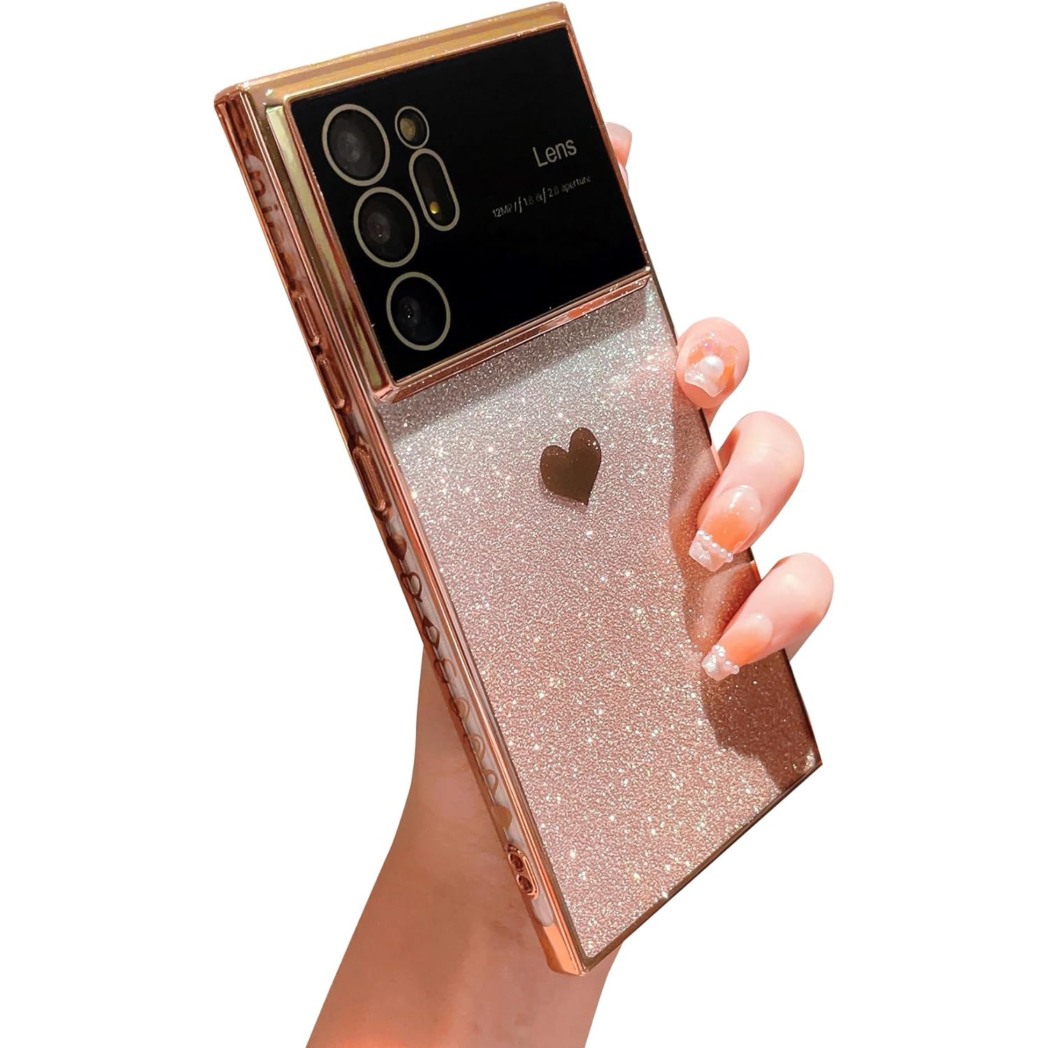 Gradient Glitter Heart pour Samsung Galaxy Note 20 Ultra 5&nbsp;g étui pour téléphone [Full Camera Lens Protector], luxe