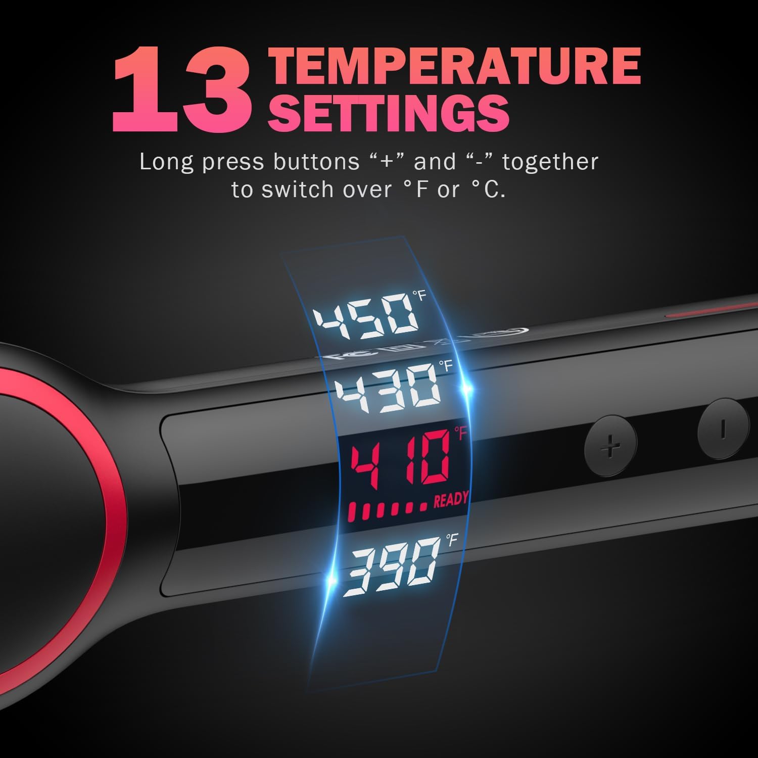 MiroPure Hair Comb Straightening Brush with 13 Temp Settings 30s Fast Heating & Negative Ions