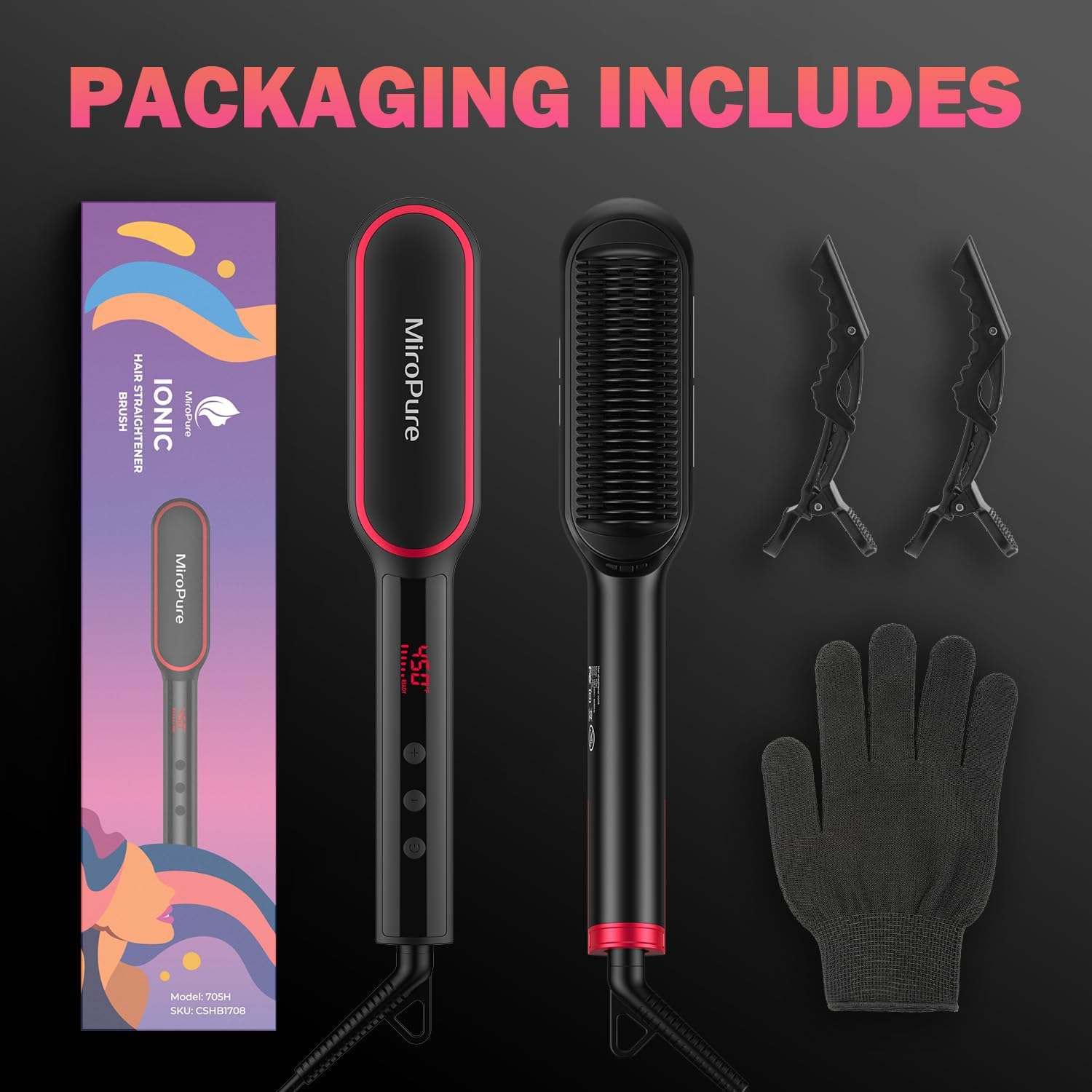 MiroPure Hair Comb Straightening Brush with 13 Temp Settings 30s Fast Heating Negative Ions Best Buy Canada