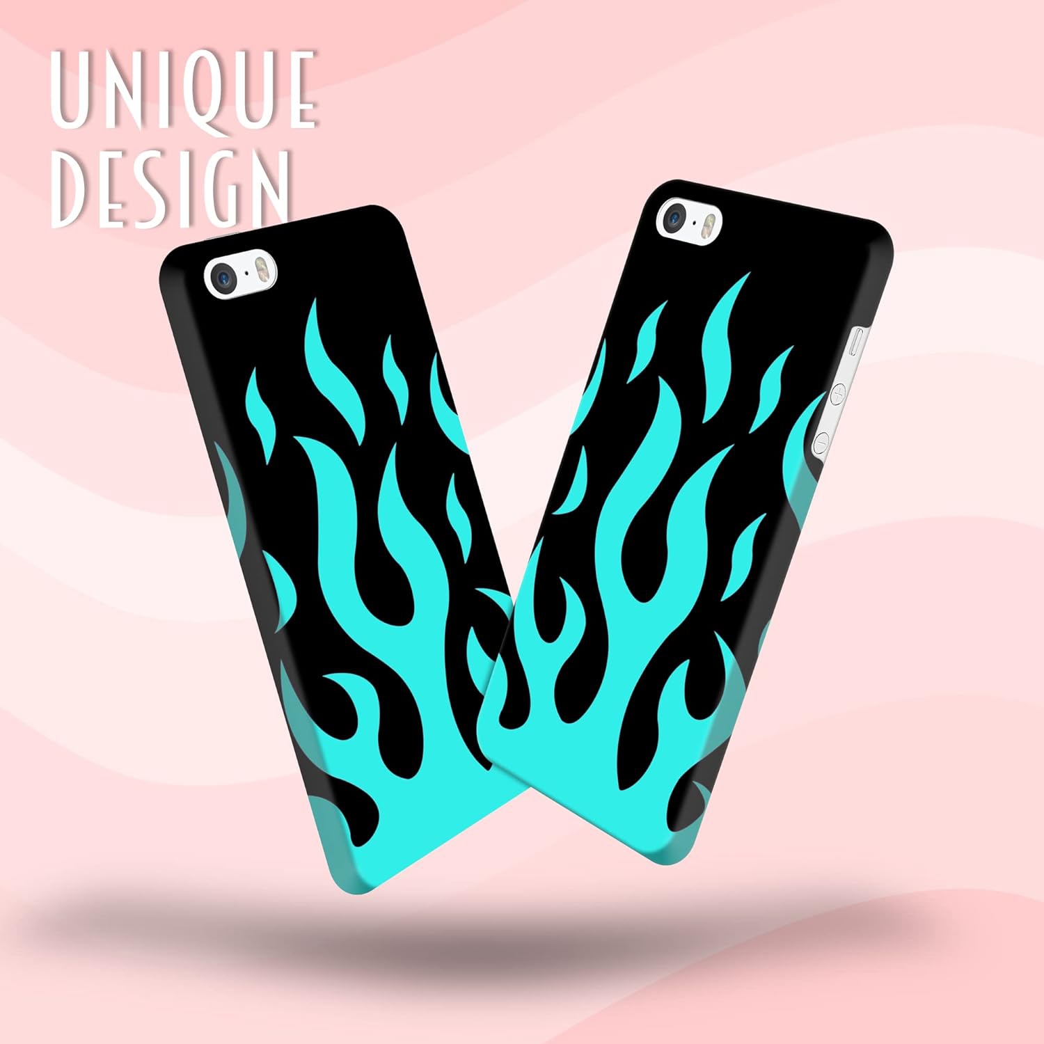 - Étui iPhone 5, Étui iPhone 5s, Étui iPhone SE 1st génération - Bleu sarcelle flammé imprimé cute, mince et élégant plastique