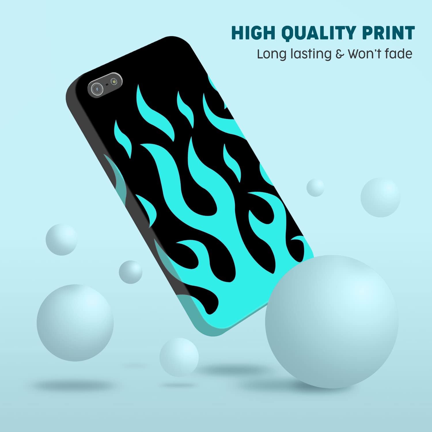 - Étui iPhone 5, Étui iPhone 5s, Étui iPhone SE 1st génération - Bleu sarcelle flammé imprimé cute, mince et élégant plastique