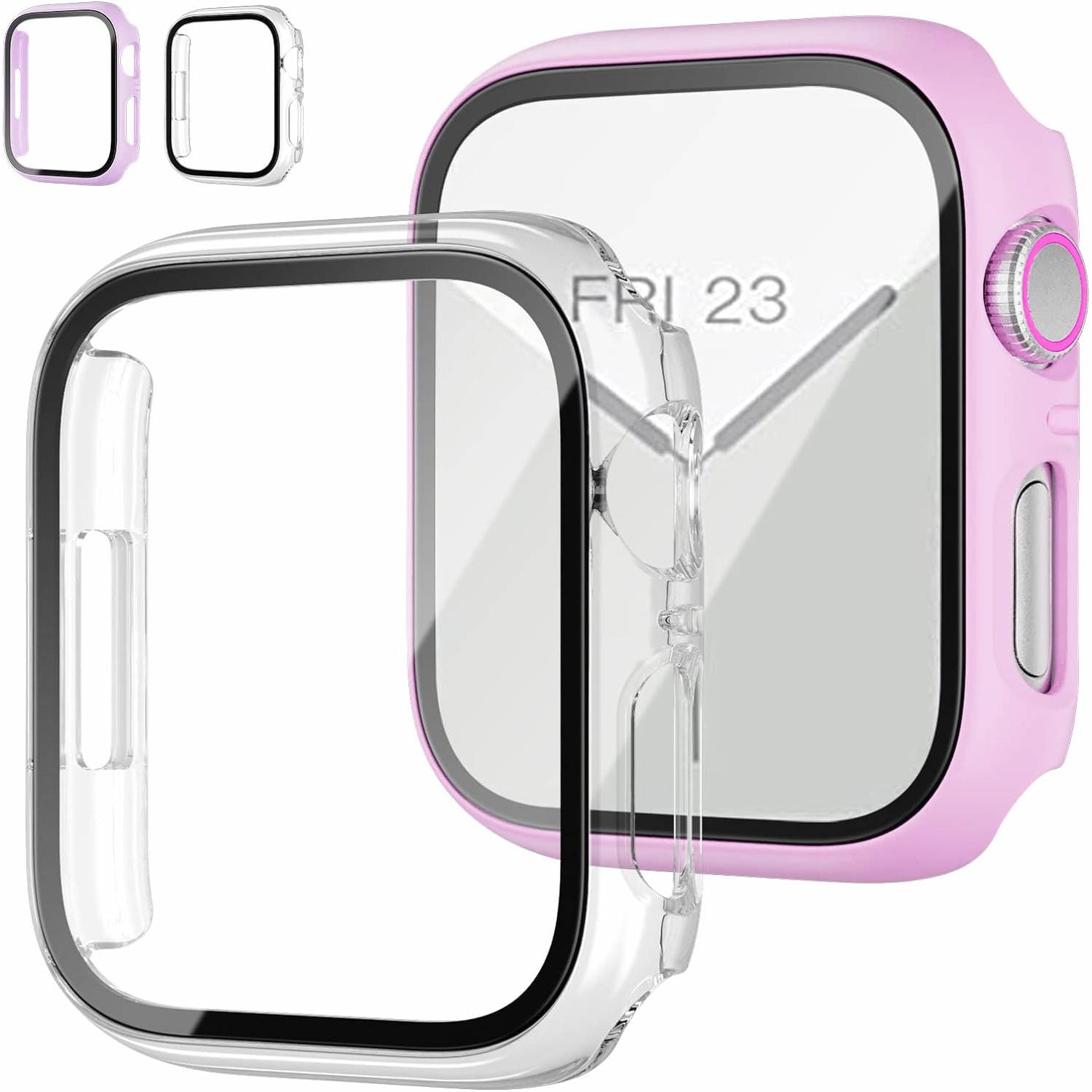 Ensemble de 2 étuis avec protecteur d'écran en verre trempé pour Apple Watch Series 6/5/4/se 40&nbsp;mm, contour protecteur mince plein