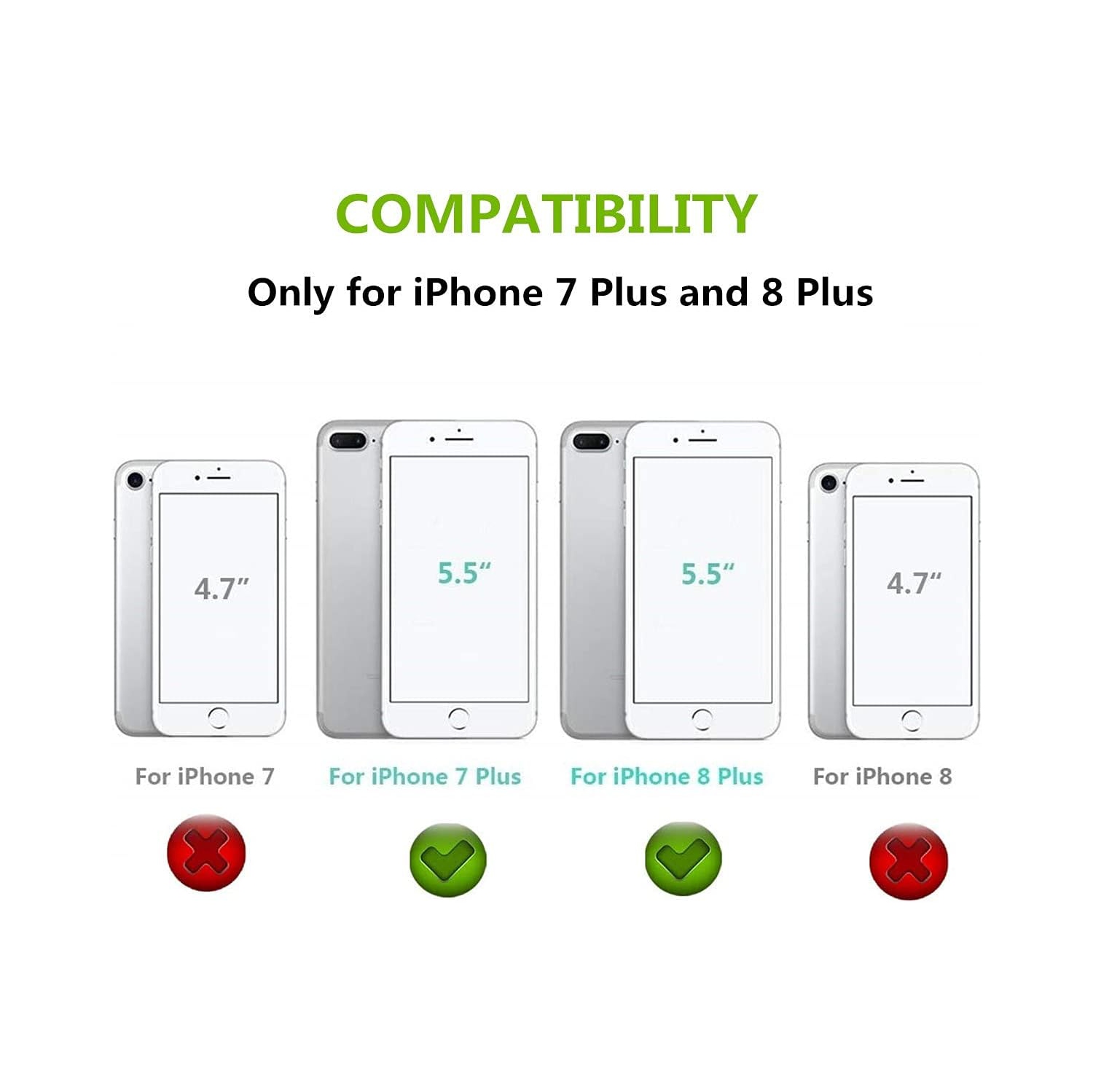 Étui-portefeuille pour iPhone 8 plus/7 plus avec porte-carte et dragonne, béquille en polyuréthane avec fentes pour cartes