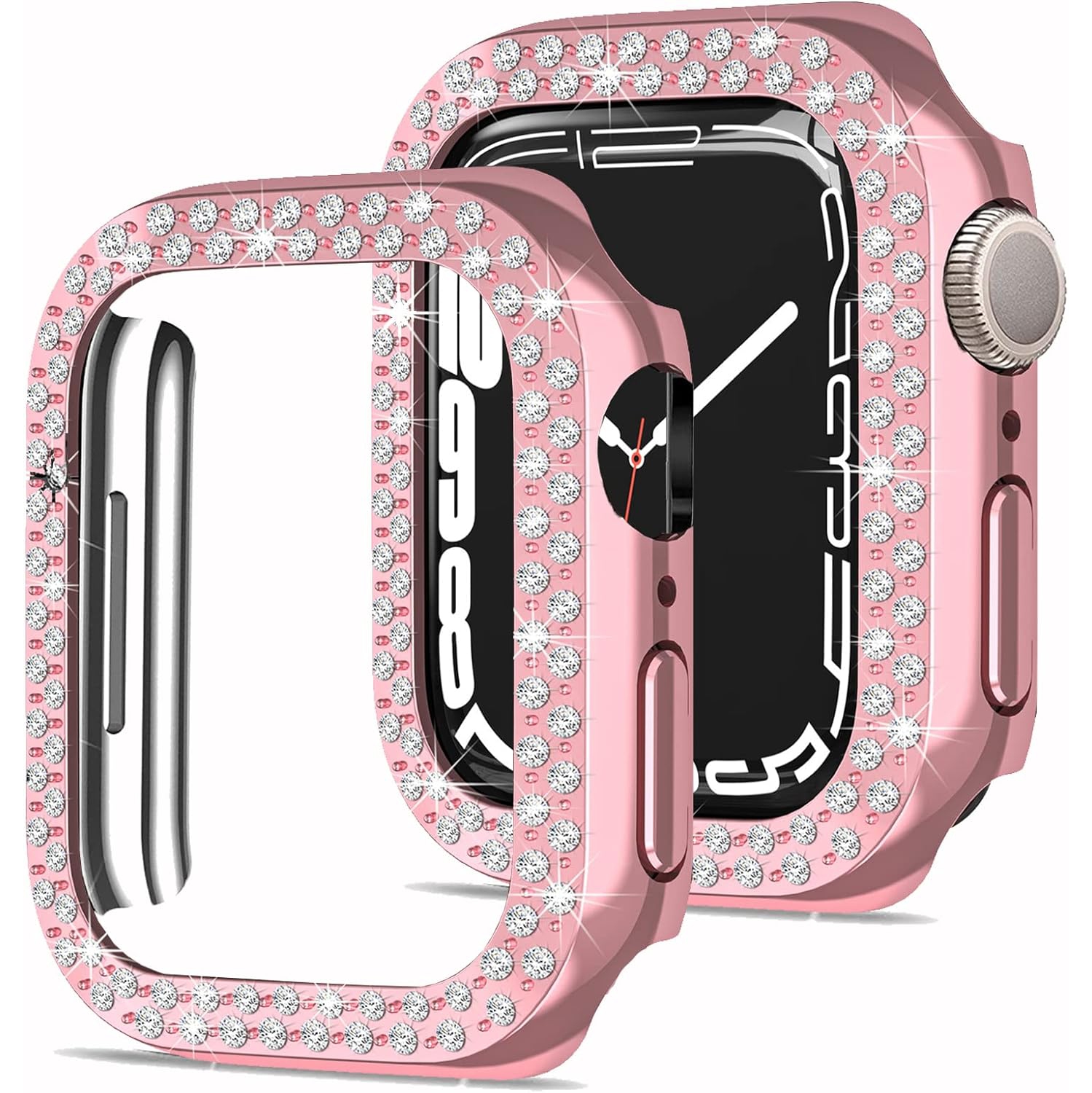 Compatible avec l'étui pour Apple Watch Series 3 2 1 42&nbsp;mm, le pare-chocs protecteur rigide en cristal Bling Diamond anti-rayures PC