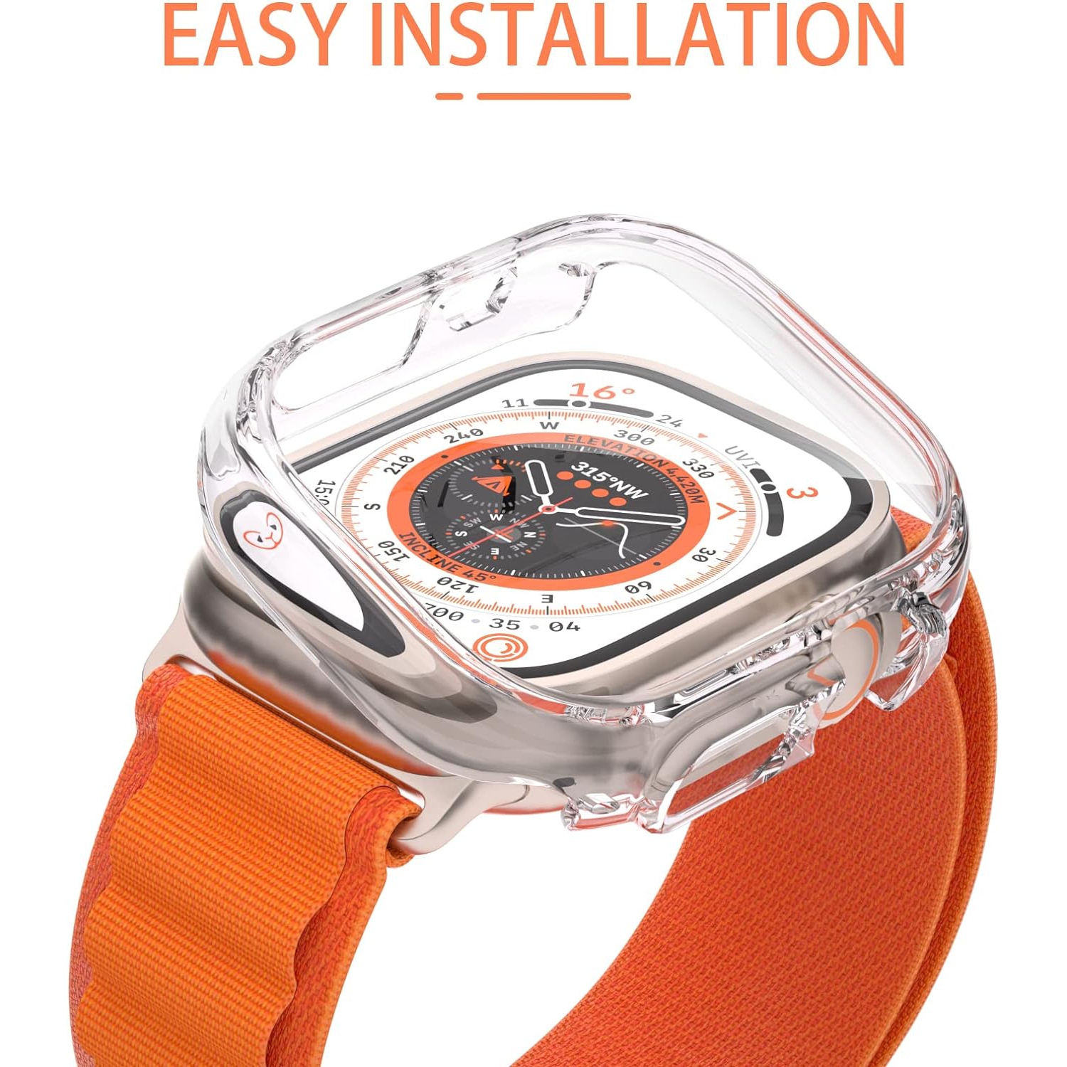 Ensemble de 2 + 2 étuis pour Apple Watch Ultra Series 8 49&nbsp;mm avec protecteur d'écran en verre trempé 9H, PC ultra-mince rigide