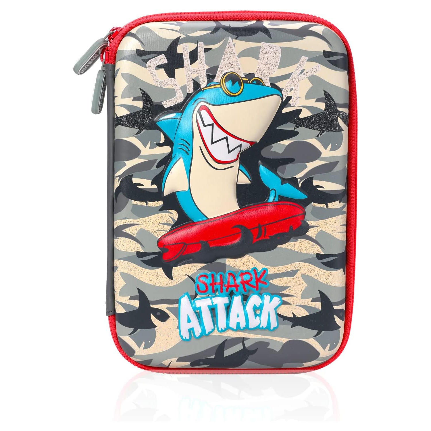 Brave Shark – Étui à crayons avec plusieurs compartiments pour enfants, pochette en EVA pour stylo grande capacité