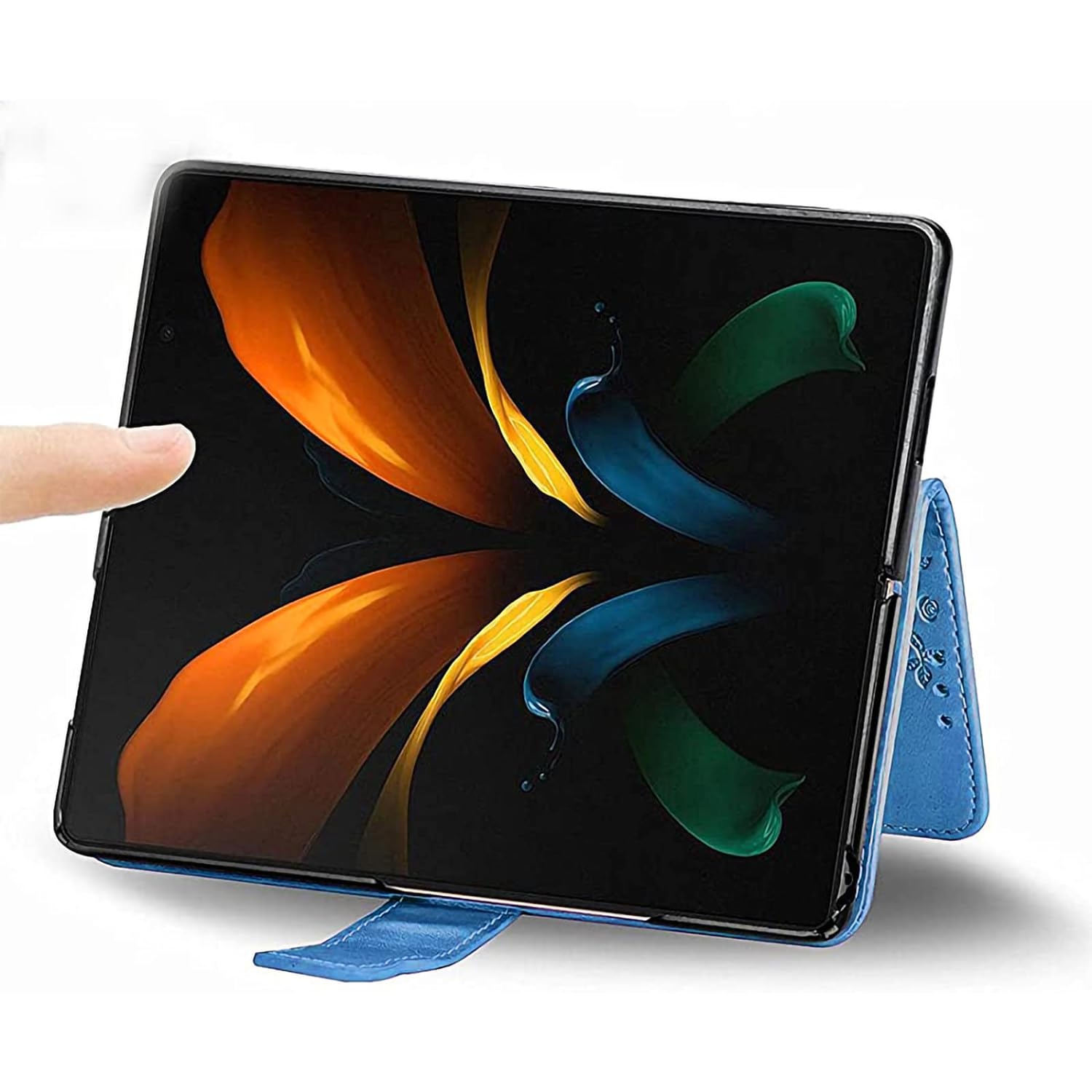 Étui de téléphone pour Galaxy Z Fold 3 5G 2021 de Samsung et porte-cartes mince en cuir de tournesol