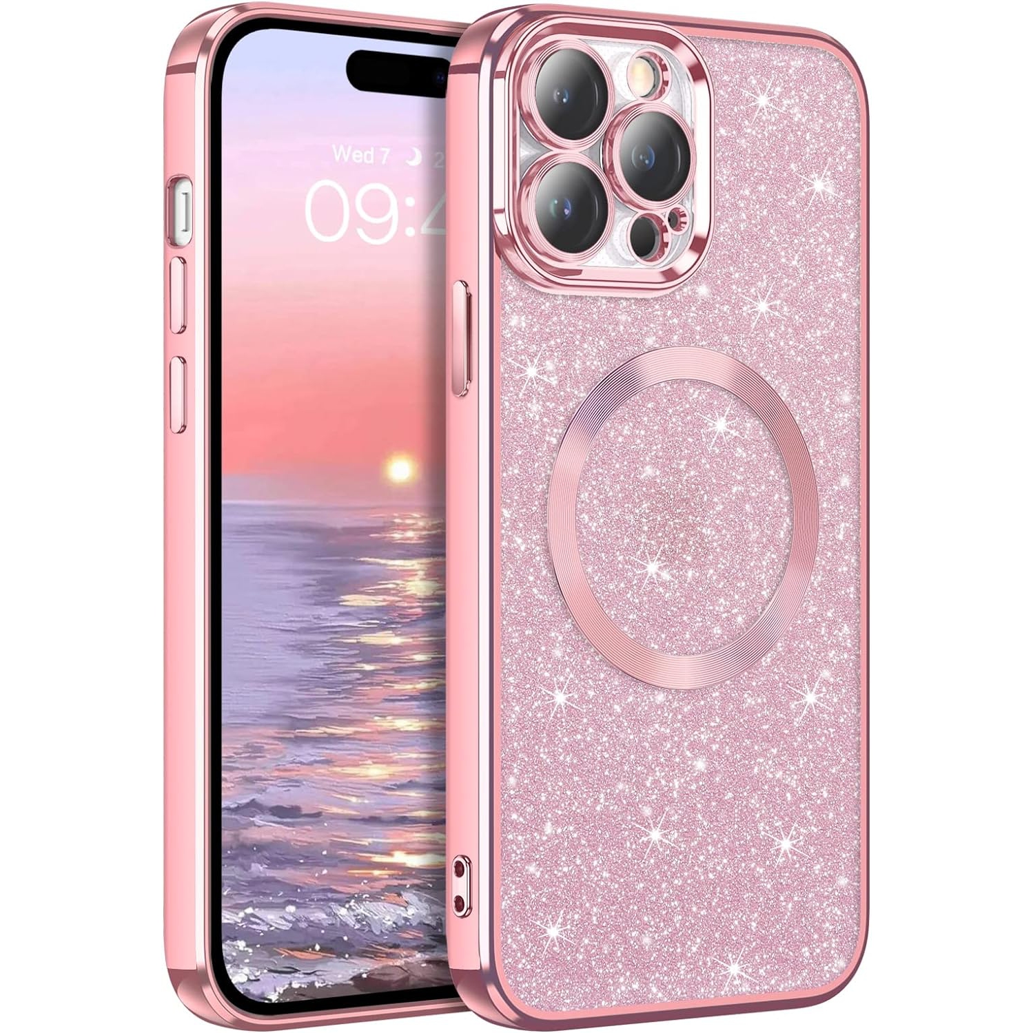 iPhone 14 Pro Case, Phone Case iPhone 14 Pro, Cute Glitter Luxury Bling Support Magsafe Cover Shockproof Full