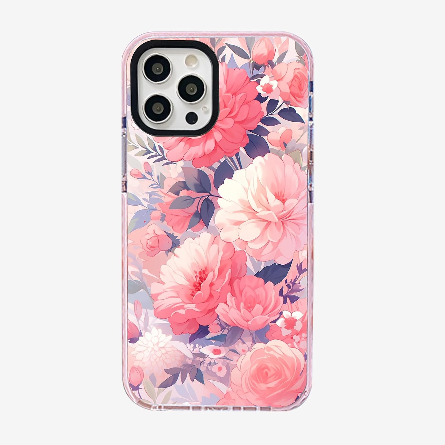 Case for iPhone 11 Pro Case - Pink Floral Illustration Pattern Soft TPU Shockproof Protective Phone Case -