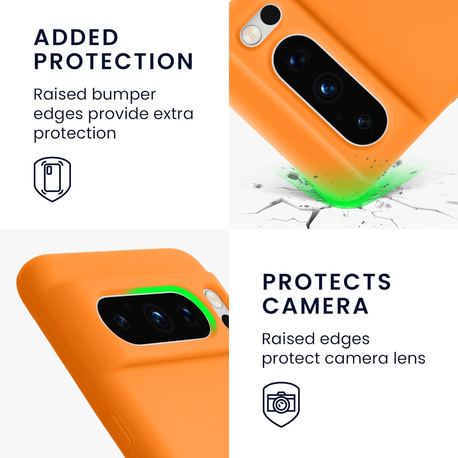 Étui compatible avec l'étui pour Pixel 8 Pro de Google - Étui en silicone TPU avec fini doux - Orange fruitée