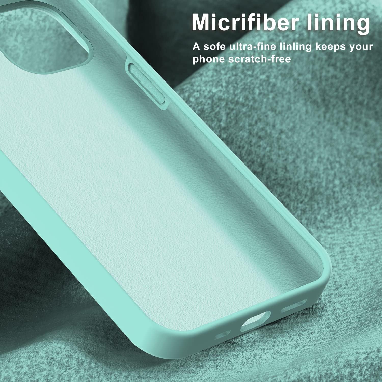 for iPhone 14 Case with Screen Protector-Slim Fit Lightweight Liquid Silicone Cover-Scratch Proof Microfiber