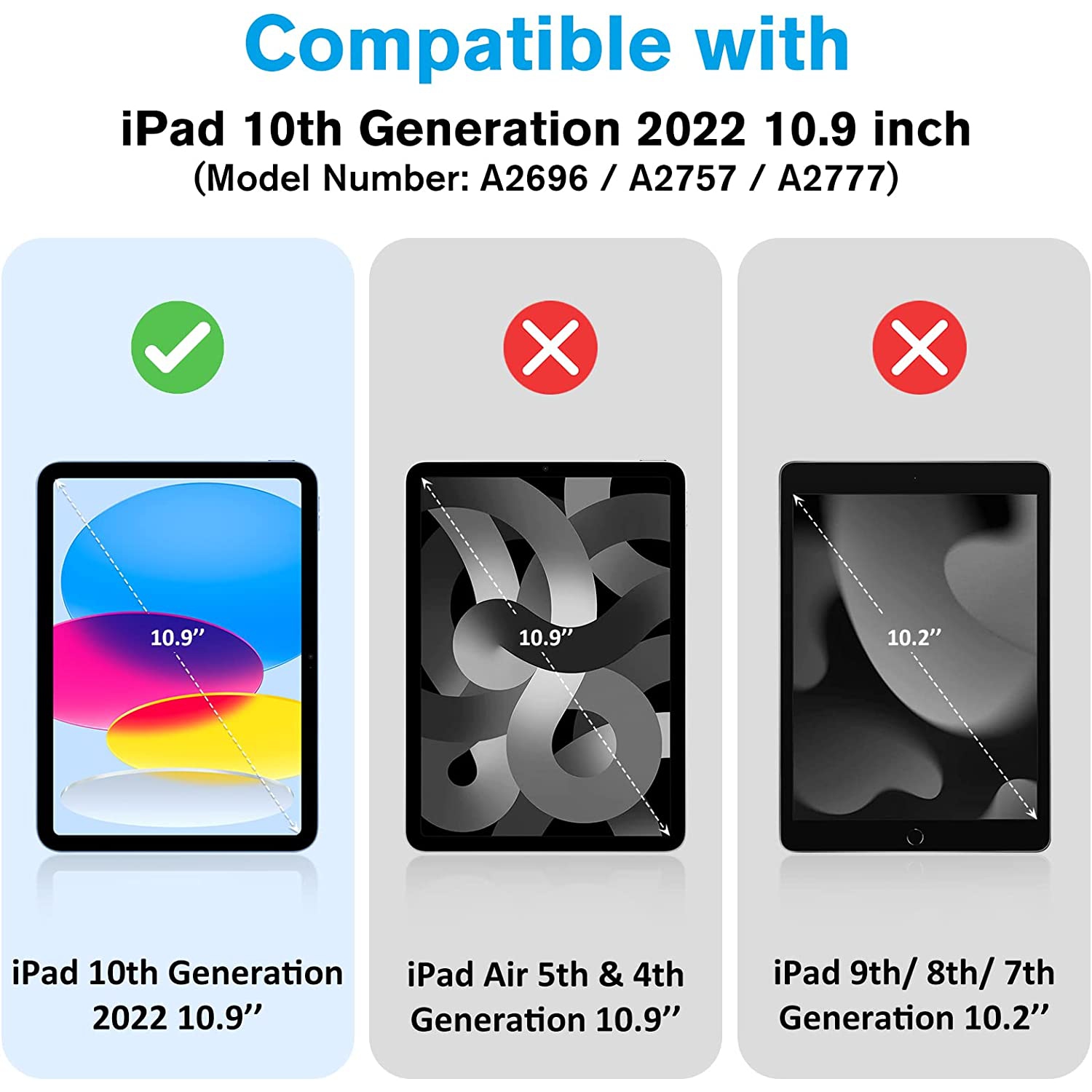 Étui pour enfants pour iPad 10th génération avec porte-crayon, étui iPad 10 10,9 po 2022 léger et antichoc pour enfants