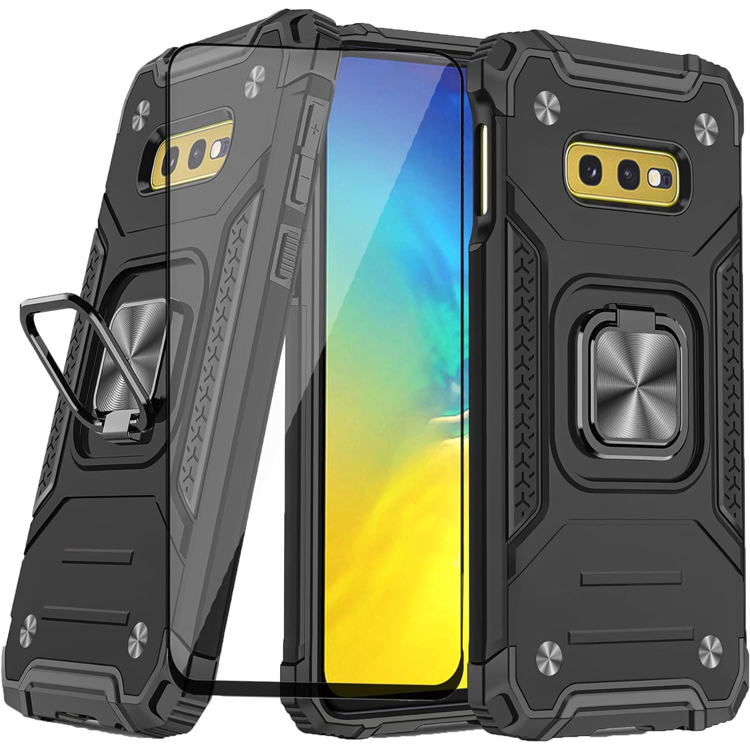 Compatible avec l'étui pour Galaxy S10e de Samsung et le support à anneau pour protecteur d'écran en verre trempé