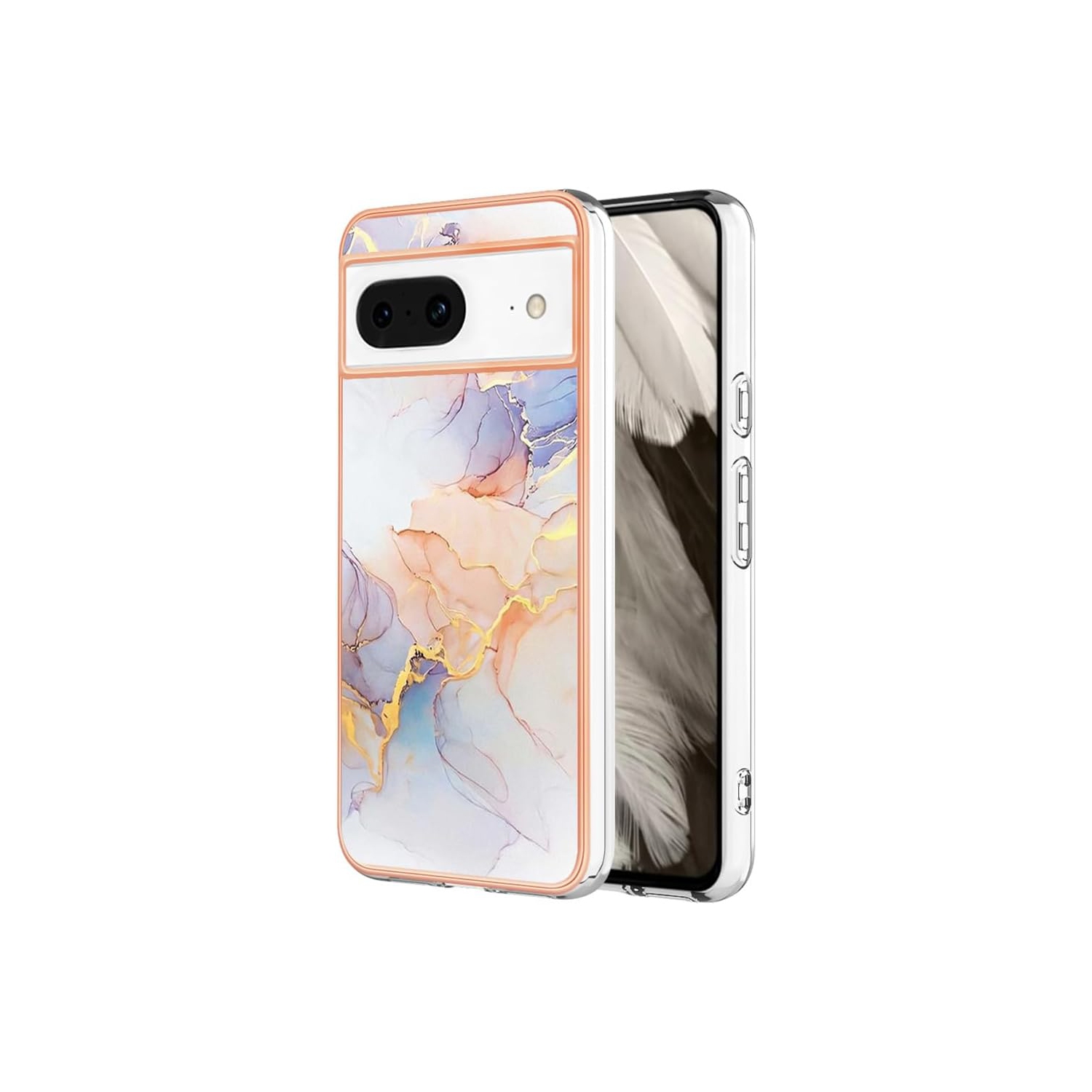 Slim Fit Phone Case for Google Pixel 8,Shiny IMD Marble Pattern Fashion Case for Girls,Screen and Camera