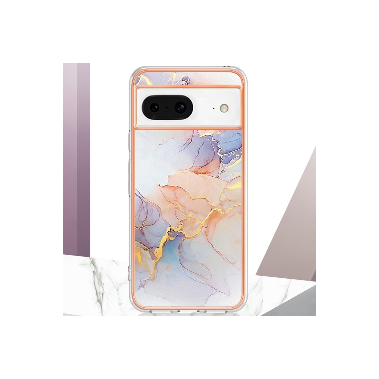 Slim Fit Phone Case for Google Pixel 8,Shiny IMD Marble Pattern Fashion Case for Girls,Screen and Camera