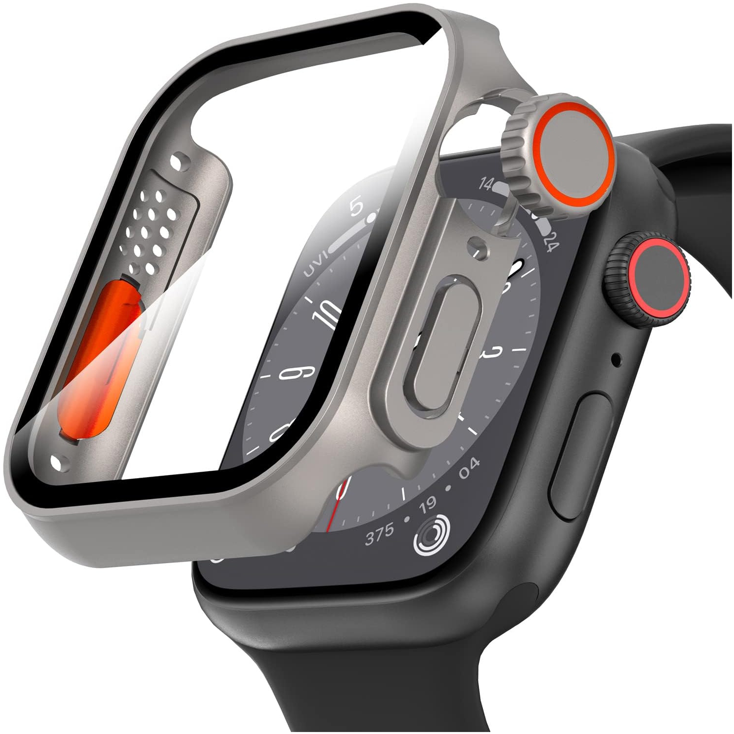 Pour étui protecteur d'écran pour Apple Watch 40&nbsp;mm, protecteur d'écran en verre trempé ultramince au design unique Couverture complète,