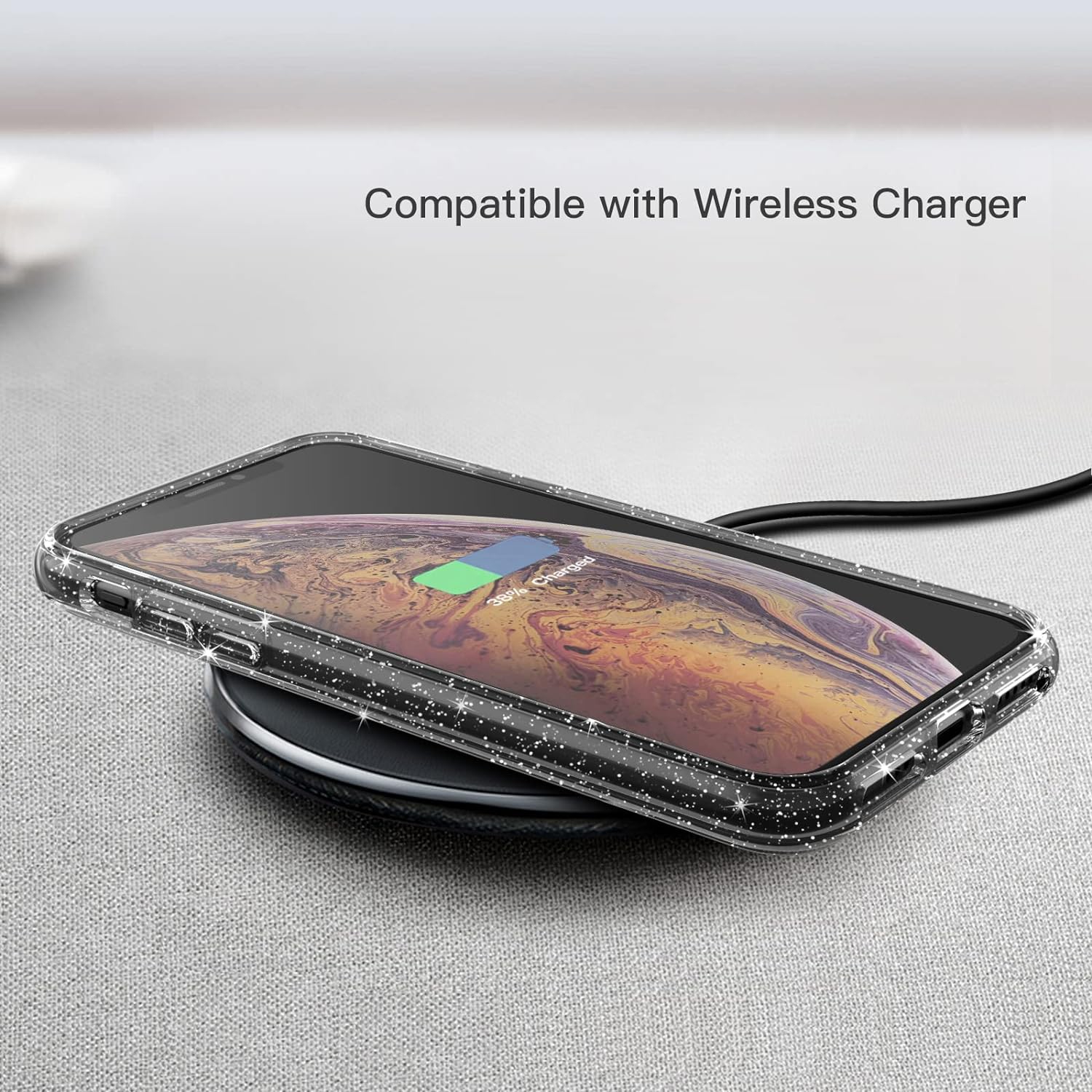 Glitter Case for iPhone 11 Pro Max, 6.5-Inch, Bling Sparkle Shockproof Phone Bumper Cover, Cute Sparkly