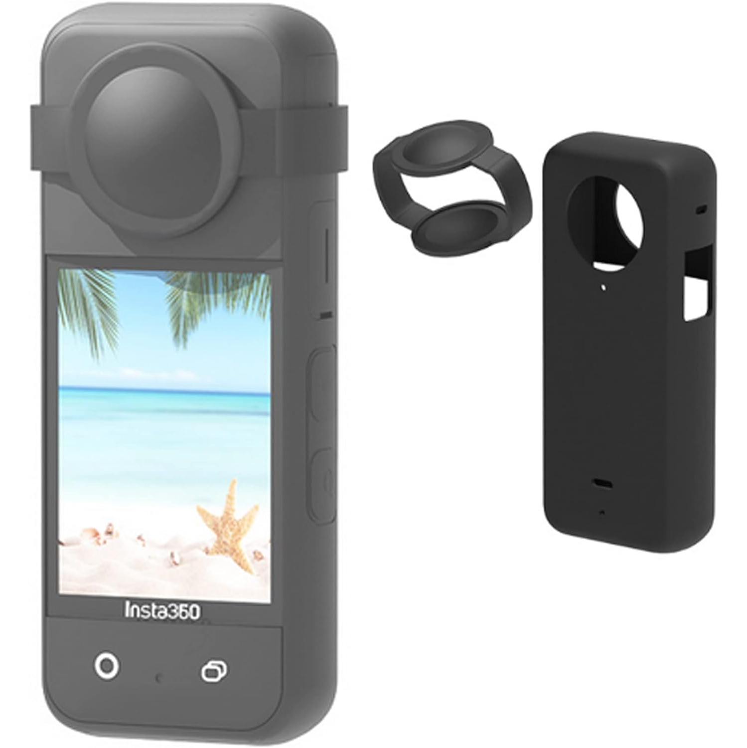 Étui en silicone/couvre-objectif pour boîtier de caméra d'action panoramique Insta360 X3, étui de protection X3