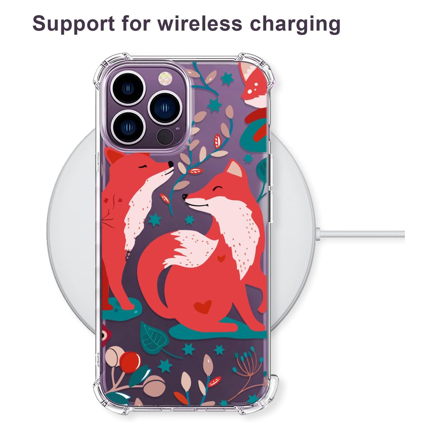 Étui transparent à motif de renard adorable pour iPhone 14 Pro Max conçu pour les femmes en TPUR souple transparent