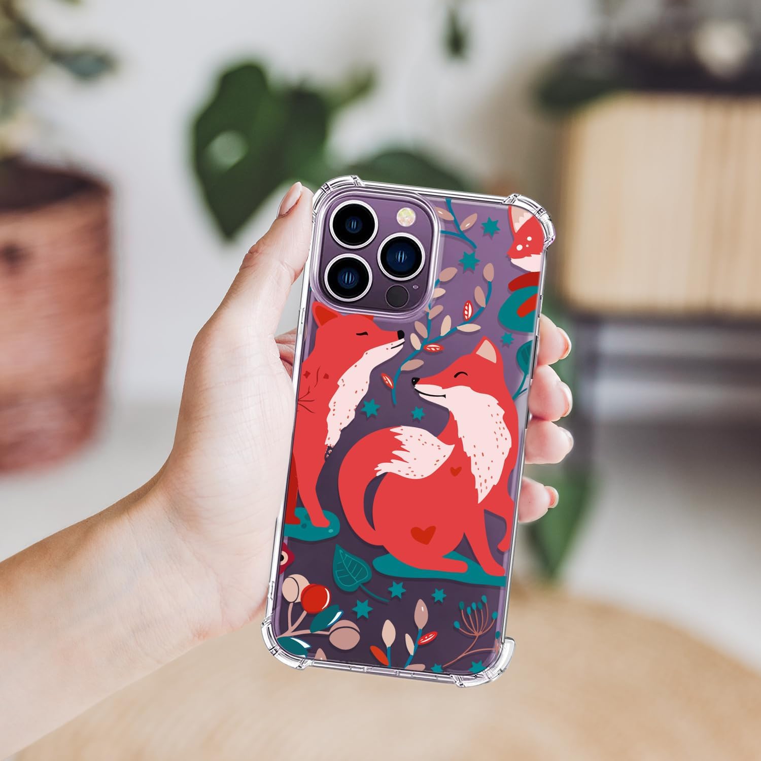 Étui transparent à motif de renard adorable pour iPhone 14 Pro Max conçu pour les femmes en TPUR souple transparent